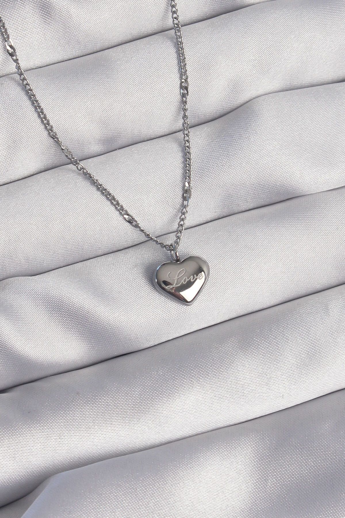 karadağsb 316L Çelik Gümüş Renk Kalp Model Love Kolye - Tj-Bko8932