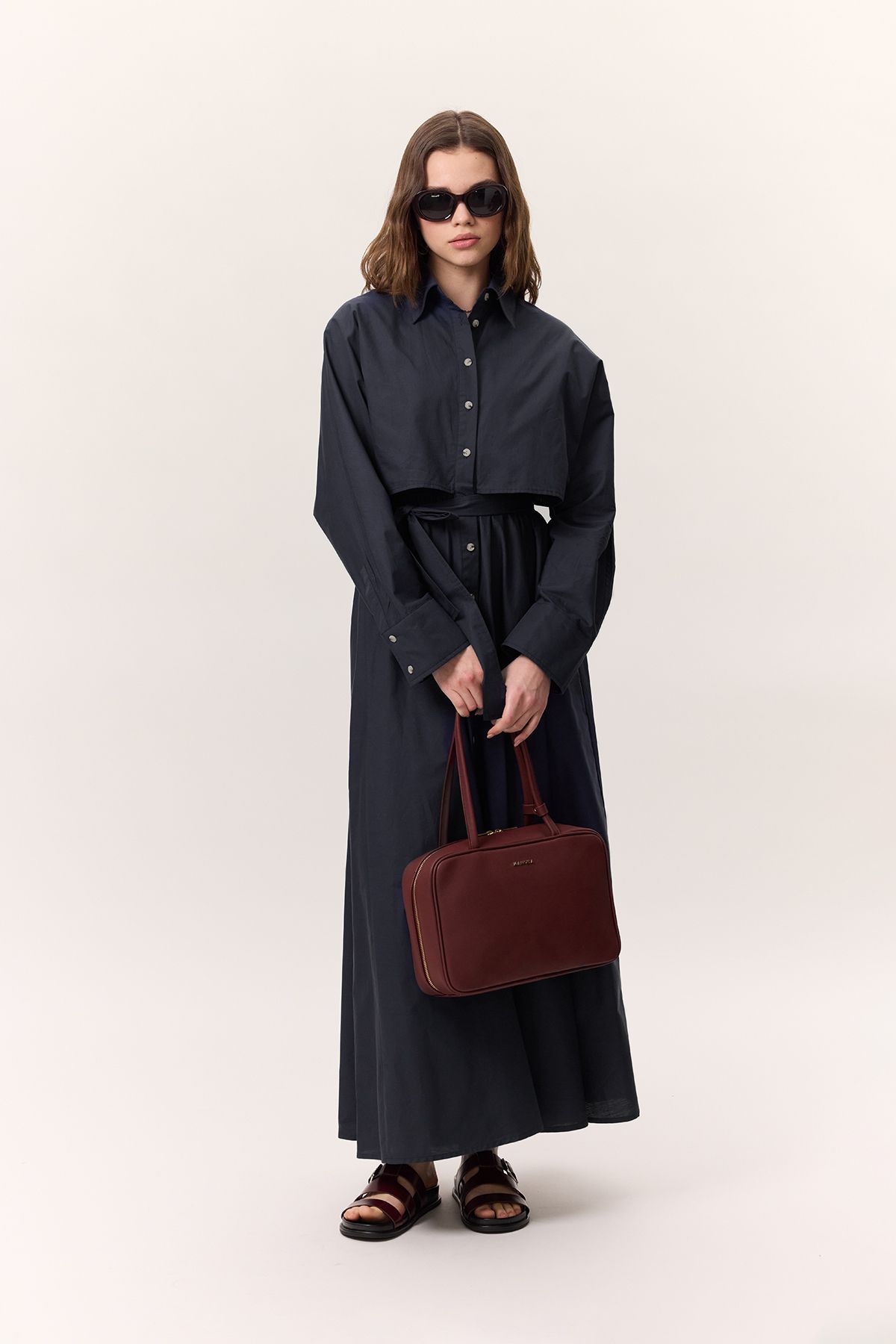 Manuka-Košilové šaty ve stylu TRENCH NAVY BLUE 4