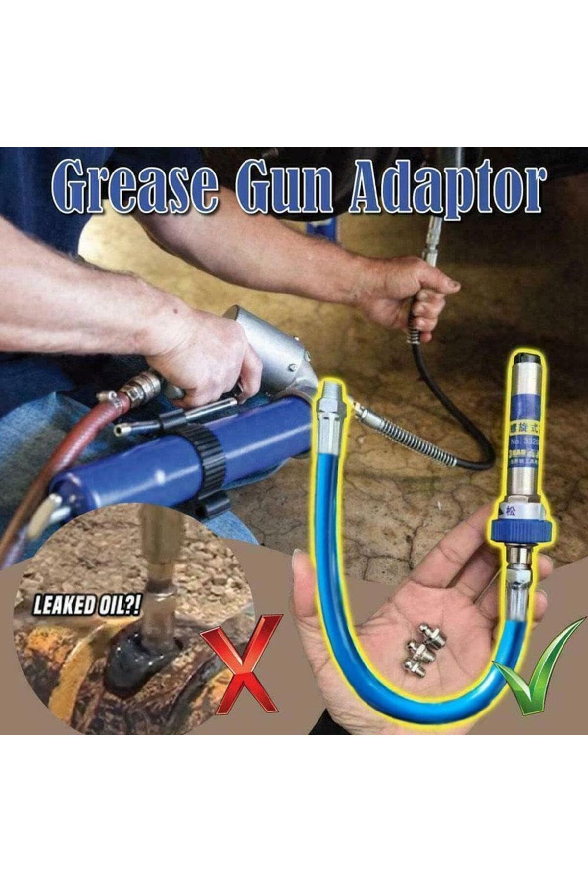 fulina-High Pressure Grease Coupler,Quick Lock and Release Grease Tool Tip Adapter,for Tight Spaces 7