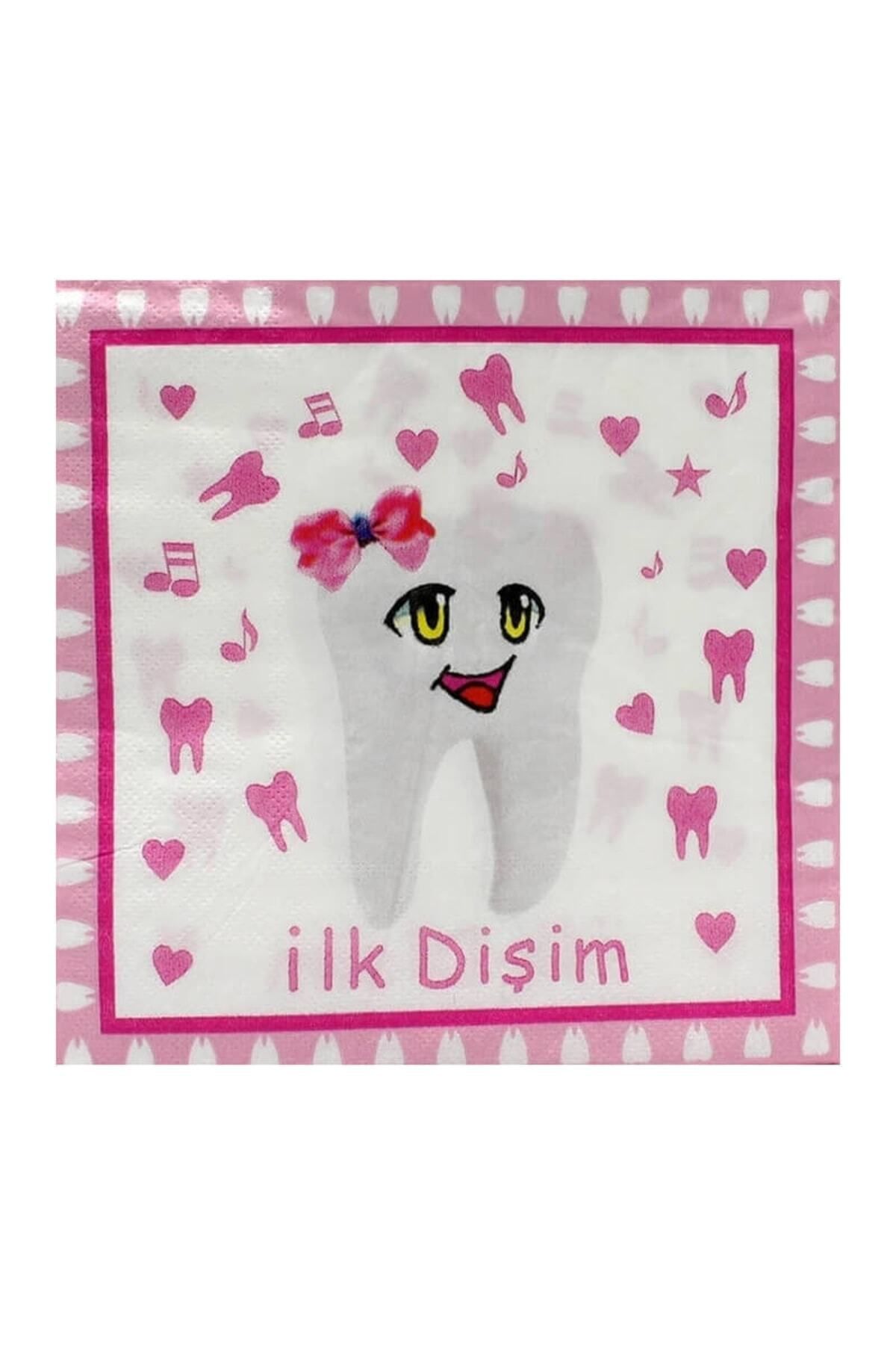 Parti dolabı-16 Pieces My First Tooth Pink Napkin Tooth Wheat Party 3
