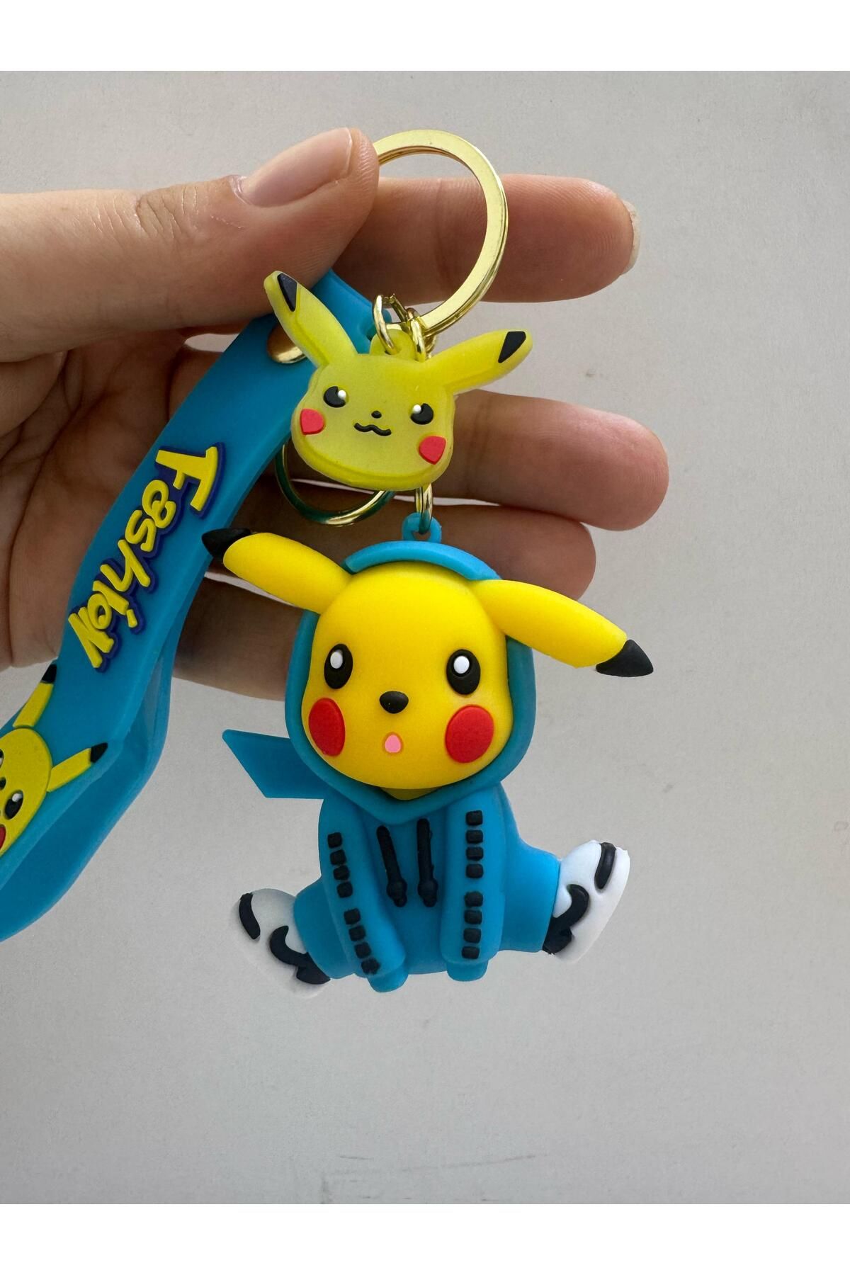 AresTokaAksesuar-3D Luxury Gift Pi̇kachu Silicone Large Keyring Bag Decoration 1