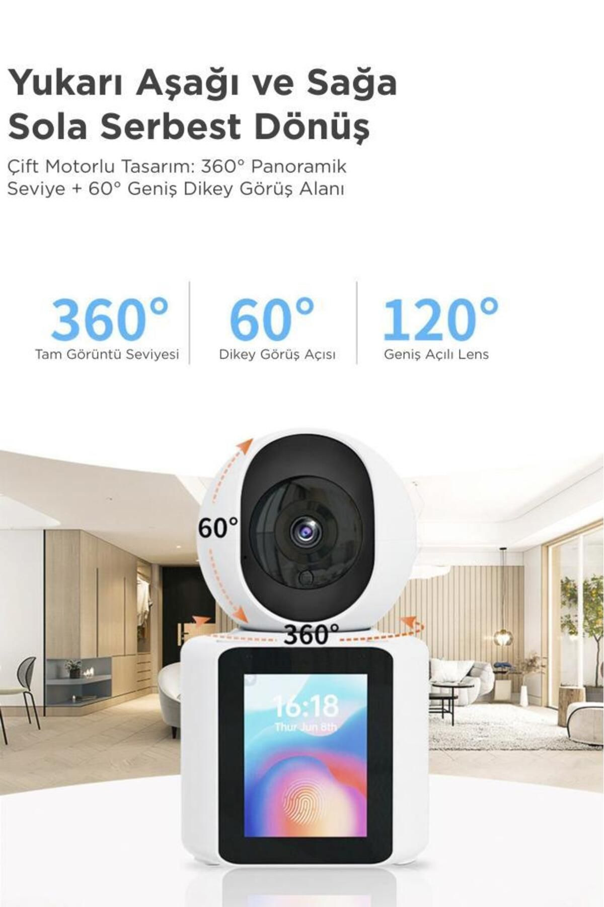 Ahanda Buldum Monitörlü Smart Ip Full Hd 360° Akıllı Güvenlik Kamerası Bebek Kamerası fotoğrafı 4 (önizleme)