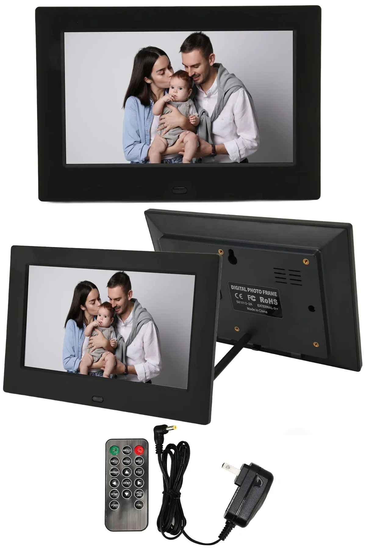 DigiMonster Dijital Fotoğraf Çerçevesi HD 1080P Resim Çerçevesi Fotoğraf Albümü Saat ve Takvim Fonksiyonu 10 inç