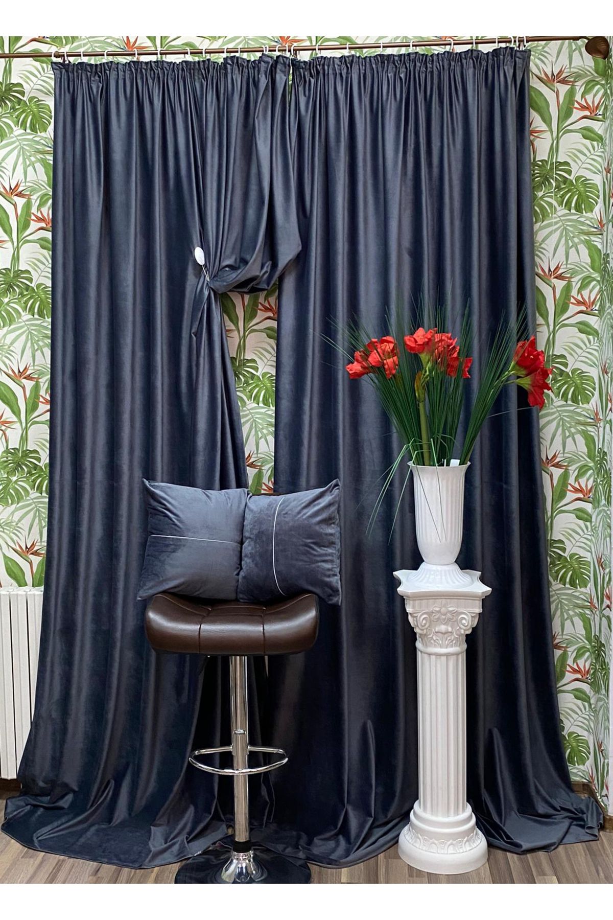 Liz Line Set Doua Draperii Culoare Iron Gray Colectia Velvet By Liz Line 2x250x245cm - 250 x 245