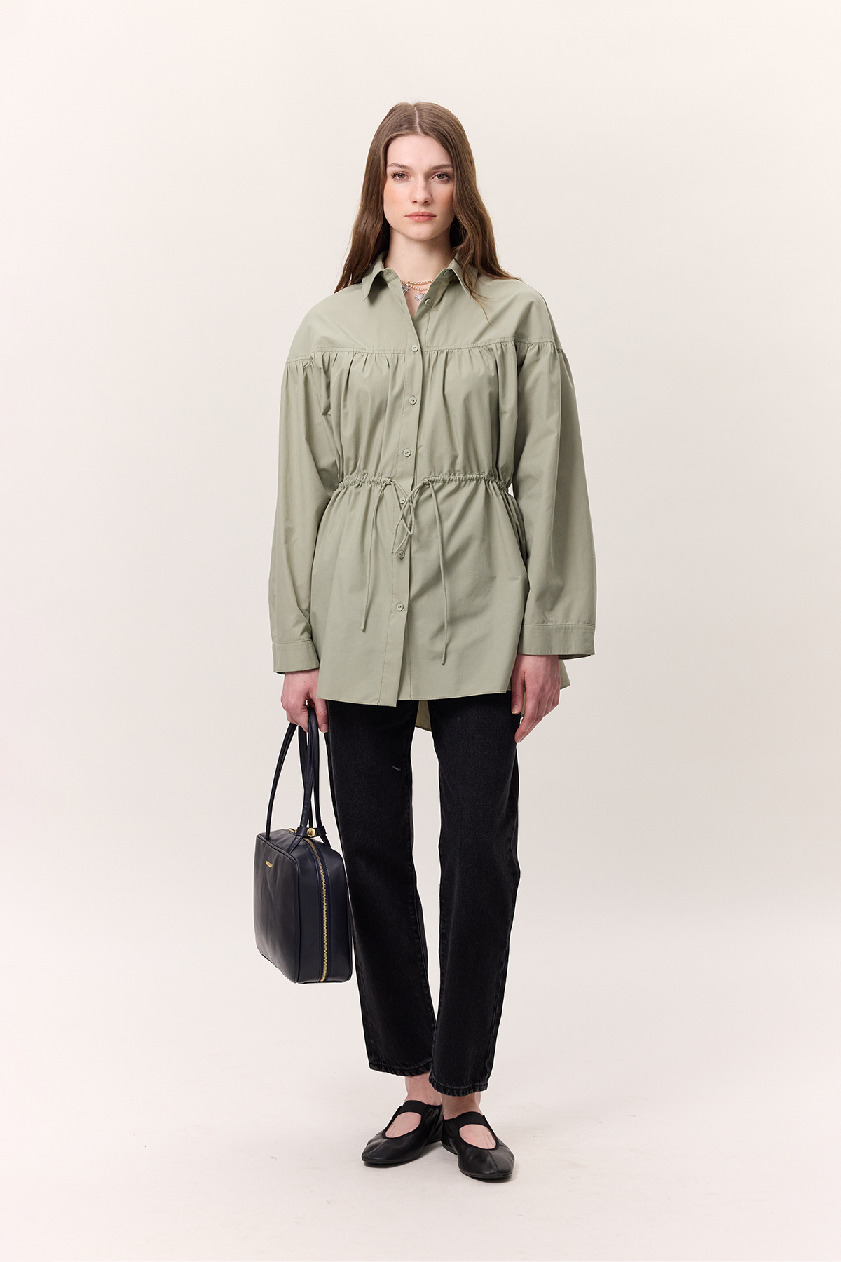 Manuka-Green Detailed Tunic Bow Tie 2