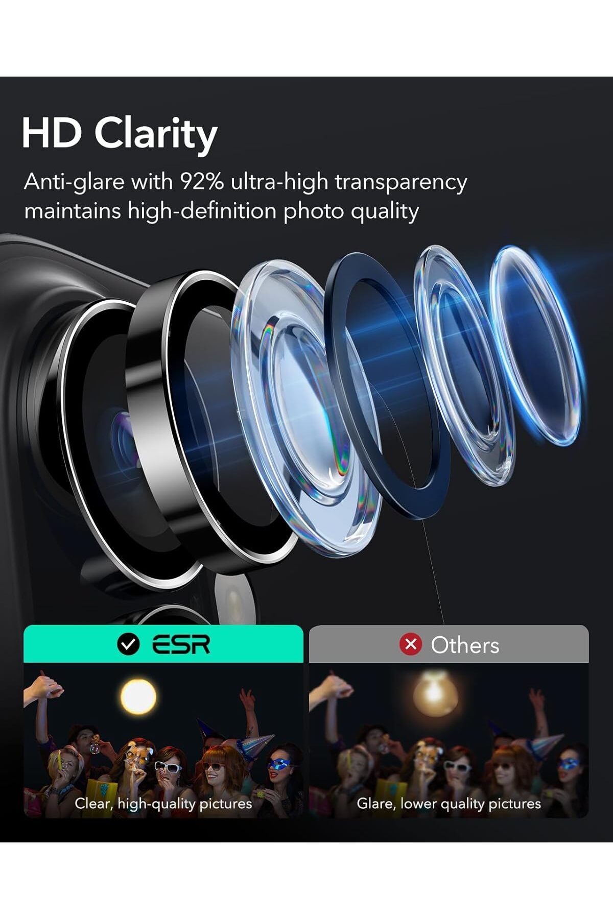 AWH-2 Pack Camera Lens Protector for iPhone 16/16 Plus, Scratch-Resistant Armorite HD Glass (Black) 5