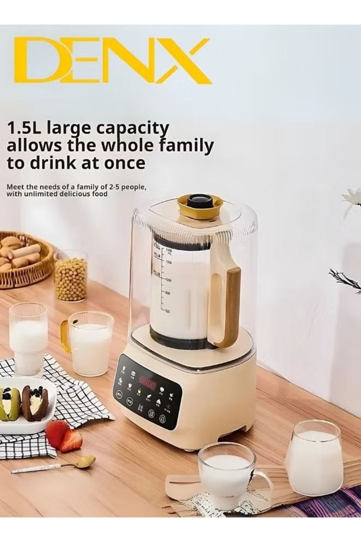 Denx-600W 1.5L Smart Food Blender, Smart Touch Blender, Quiet Blender, Smoothie Maker 3