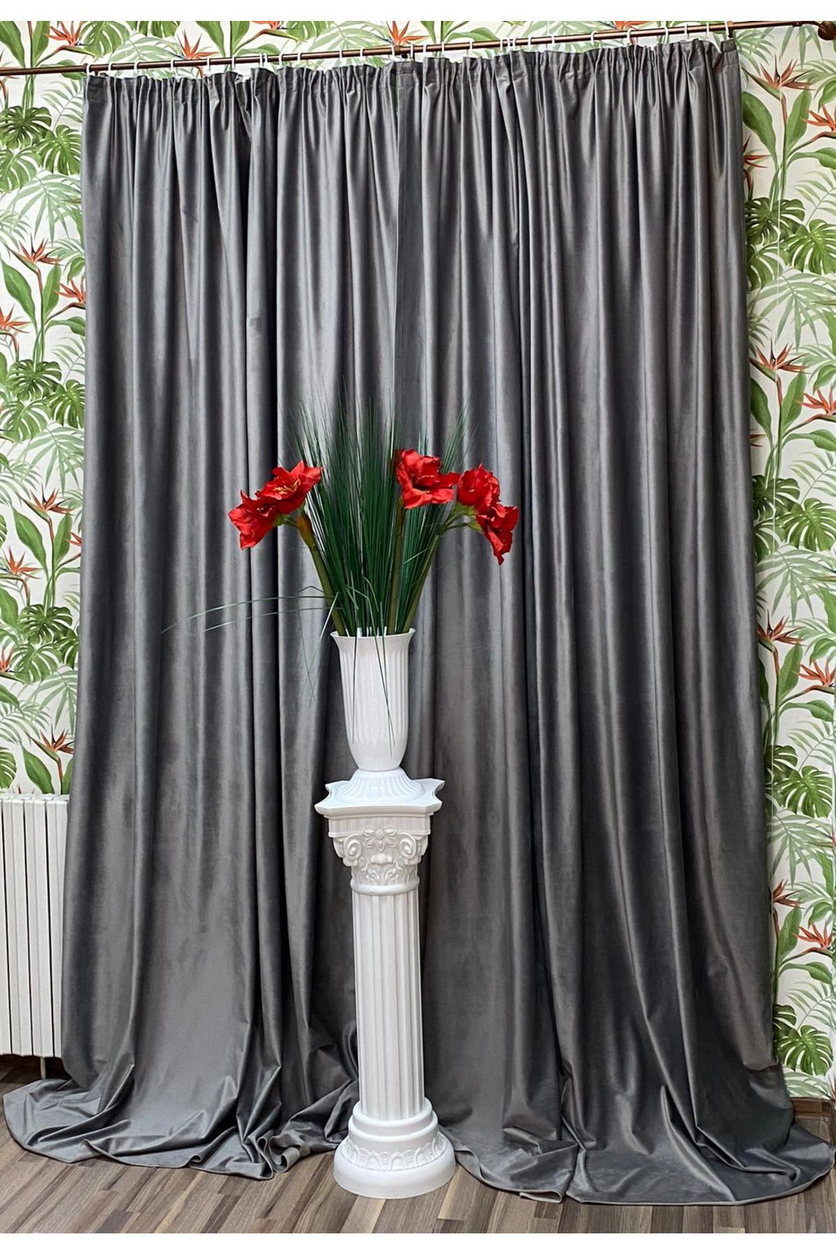 Liz Line Set Doua Draperii Culoare Platinum Gray Colectia Velvet By Liz Line 2x300x245cm - 300 x 245