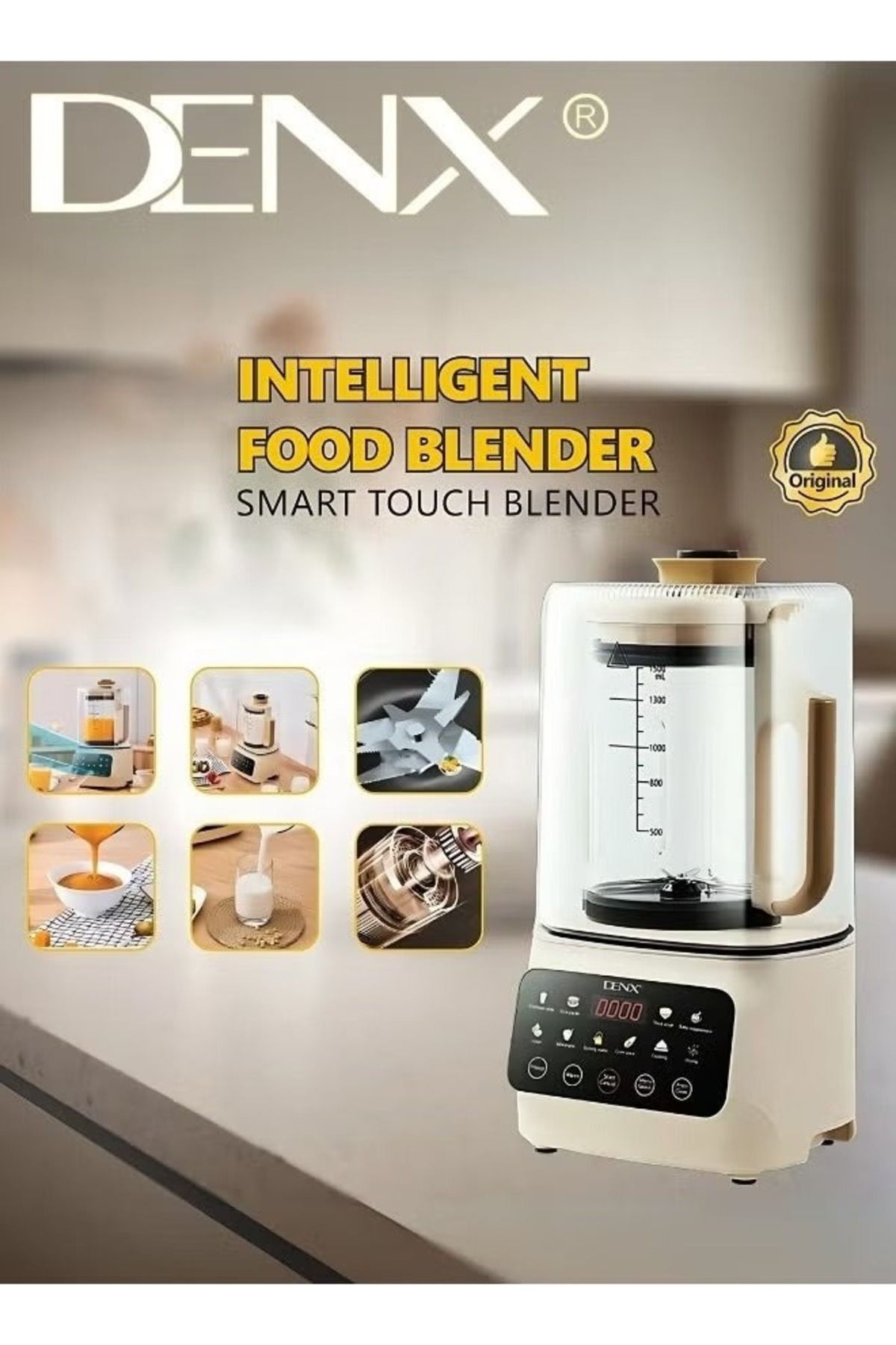 Denx-600W 1.5L Smart Food Blender, Smart Touch Blender, Quiet Blender, Smoothie Maker 5