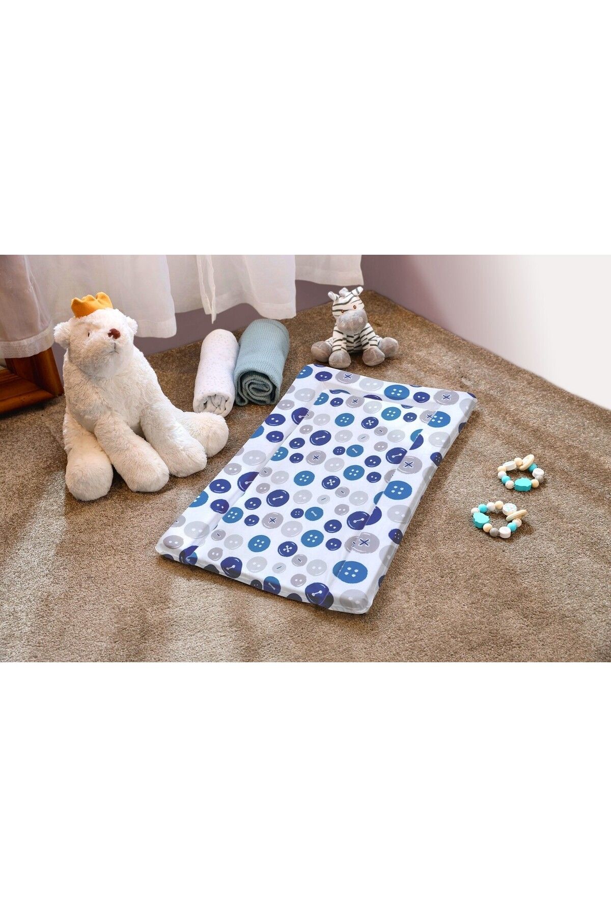 Bebeluca Saltea Swaddle M, 38x70 Cm, Buton Albastru - One Size