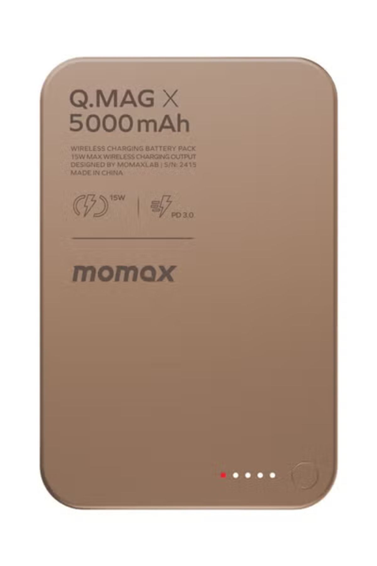 Momax-Q.Mag X 5000mAh Magnetic Wireless Battery Pack USB-C Up to 15W PD output Gen2 Desert Titanium 2