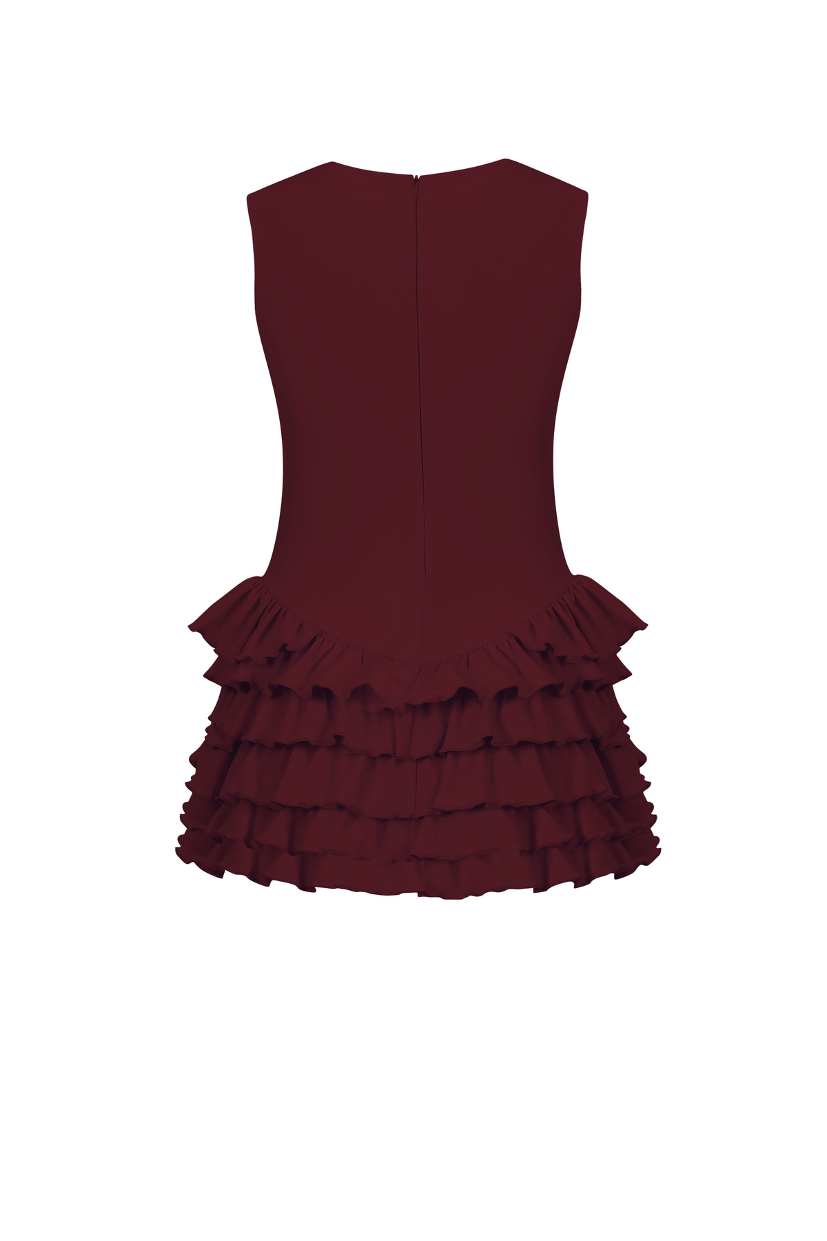 La Sarta  Sardinya Halter Yaka Fırfırlı Şortlu Bordo Elbise - Görsel 2