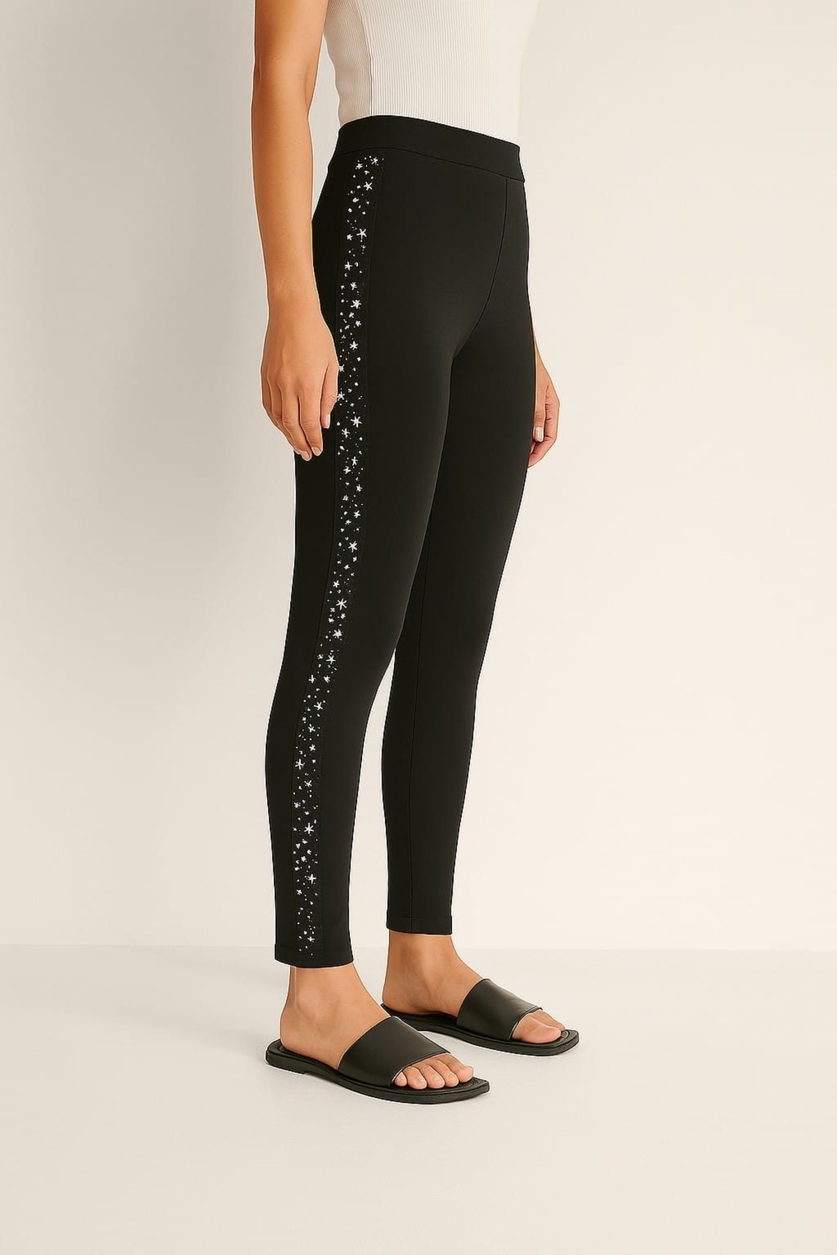 ayz collection Battal Boy Kadın Şerit Detaylı Yüksek Bel Çelik Tayt – XL’den 4XL’e