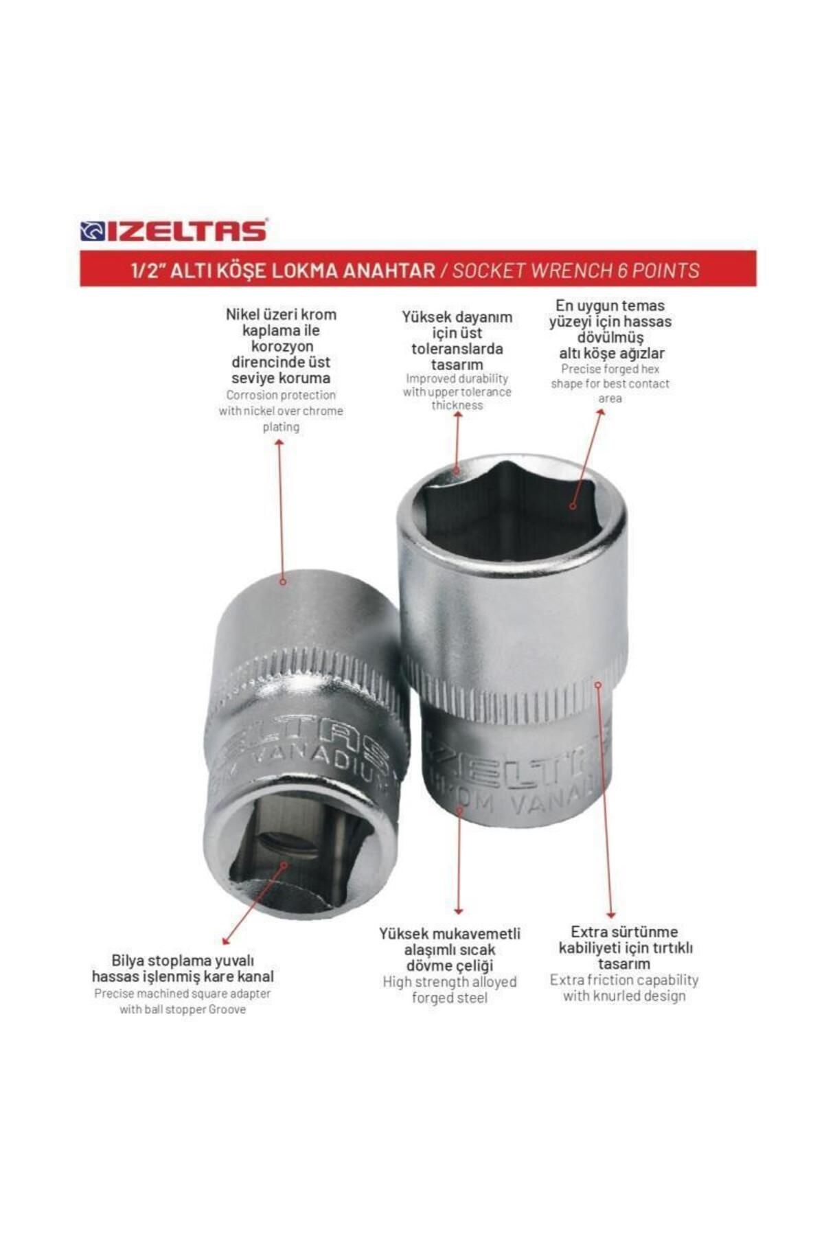 İzeltaş-İzeltaş 14 Mm. 1/2" Hexagonal Socket Wrench 1113 06 1014 2