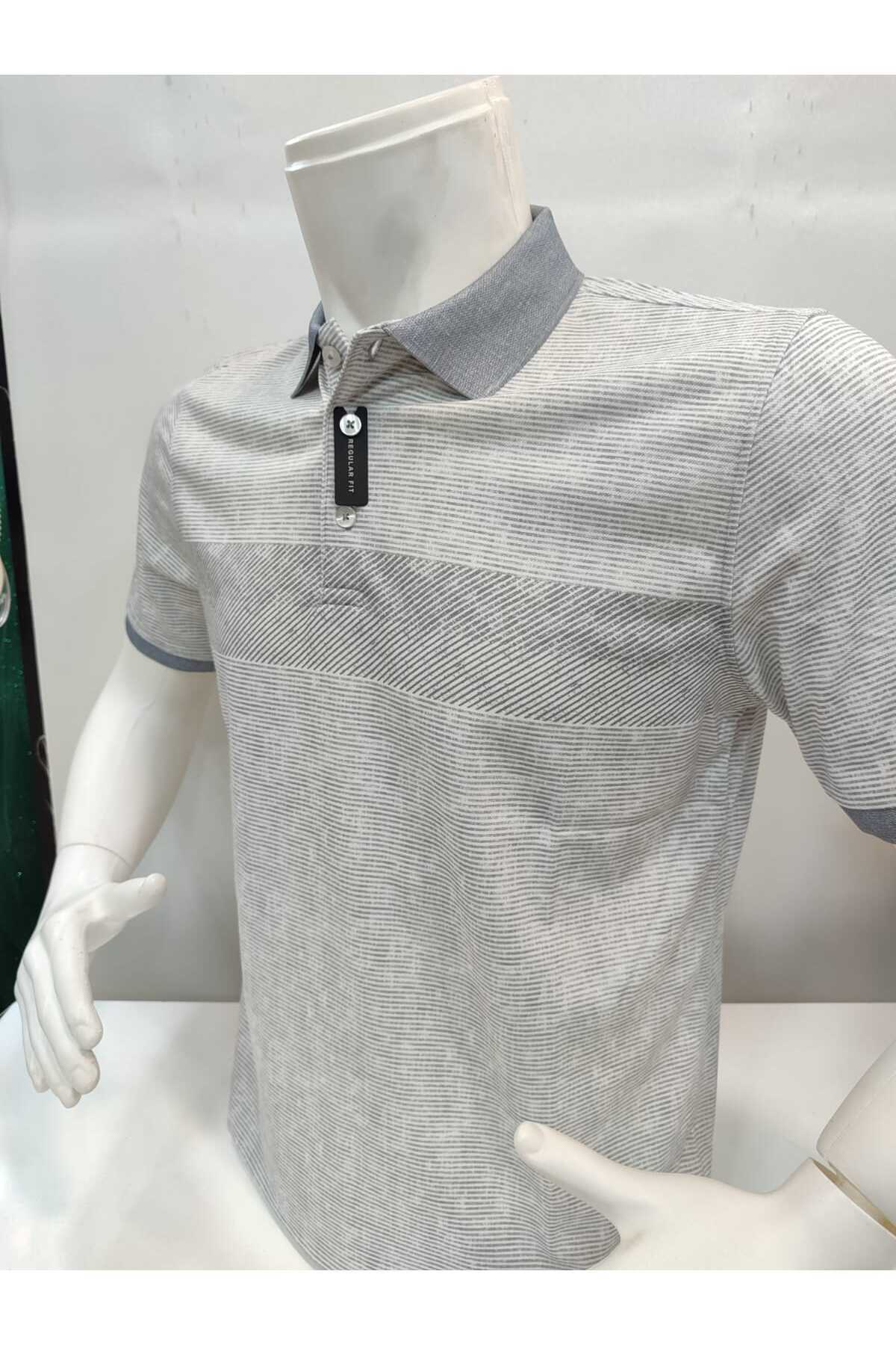 ADVANTE-Güncüoglu New Season Boarded Polo Collar and Sleeve Detail Regular Fit Men's T-Shirt 4