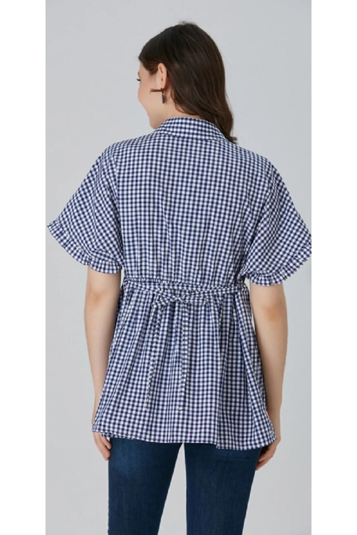 LİYACA-Short Sleeve Maternity Shirt with Mathematical Irmeci 3