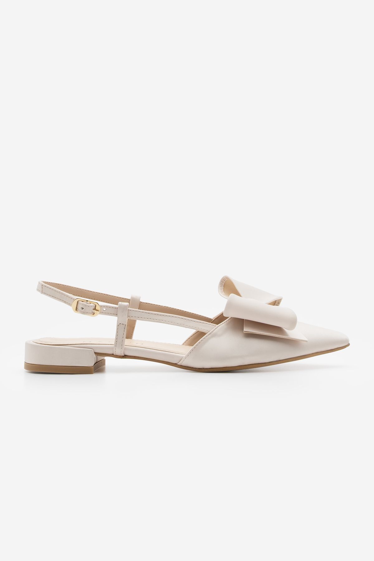 بابیت زنانه جزئیات کمان بینی در پشت ساتن BALKET MONVI BEIGE Marjin