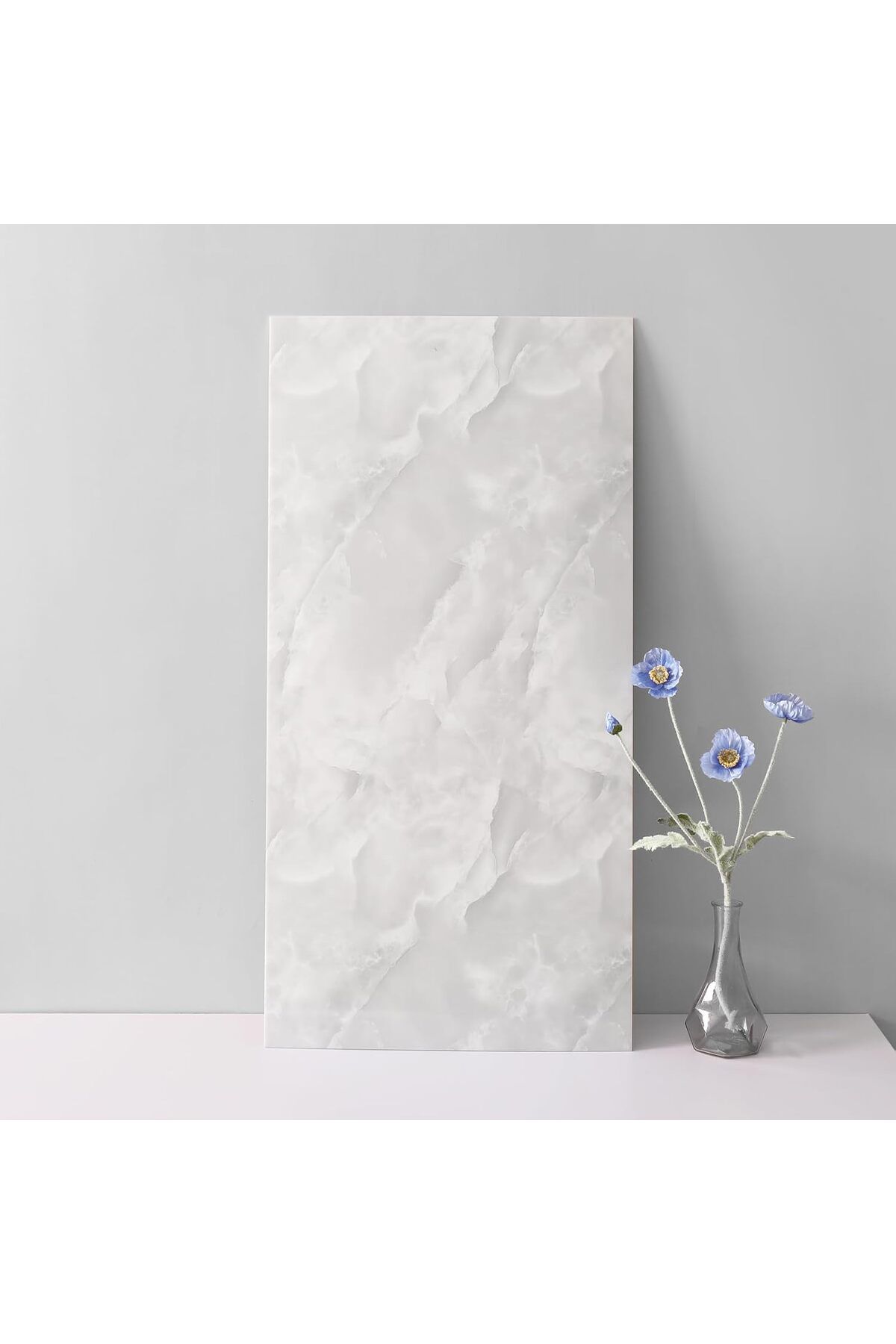 Gri 30x60 Cm Mermer Desenli Kendinden Yapışkanlı Mutfak Banyo Wc Kaplama Pvc Köpük Duvar Panel