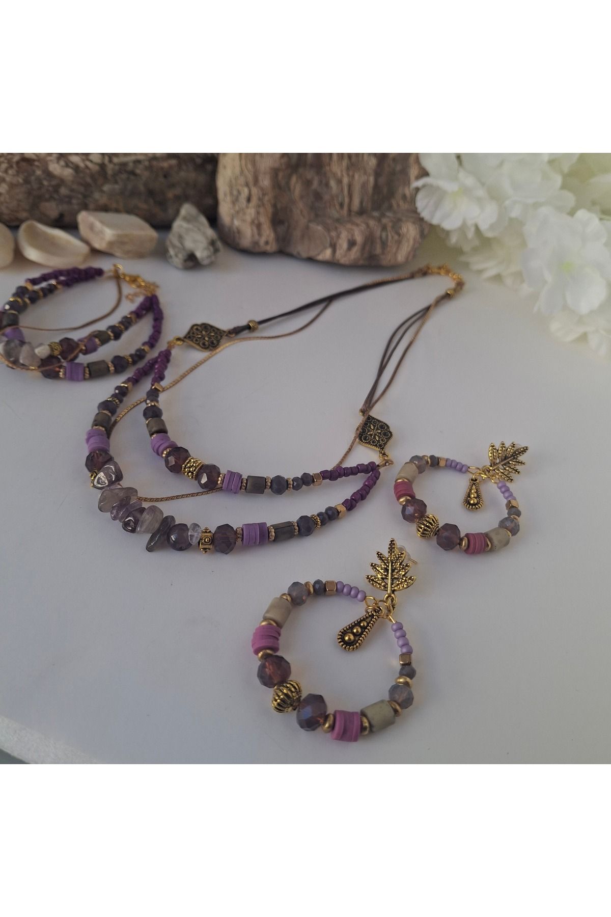 azra takı tasarım-Women's, necklace, bracelet, earring Set Handmade, Authentic 2