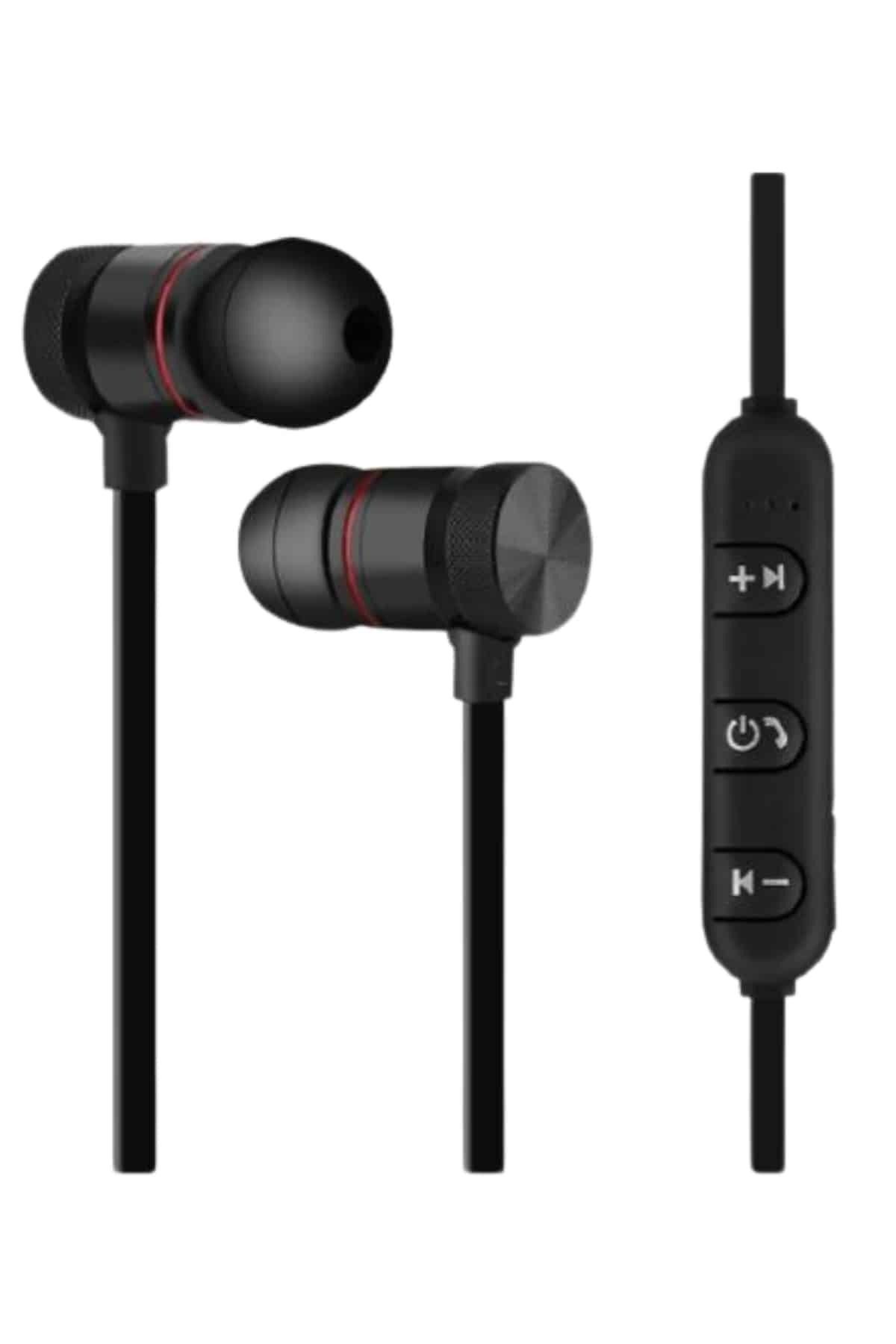 Genel Markalar Sports Mıknatıslı Siyah Bluetooth Kulaklık Kablolu Uzun Pil Ömrü