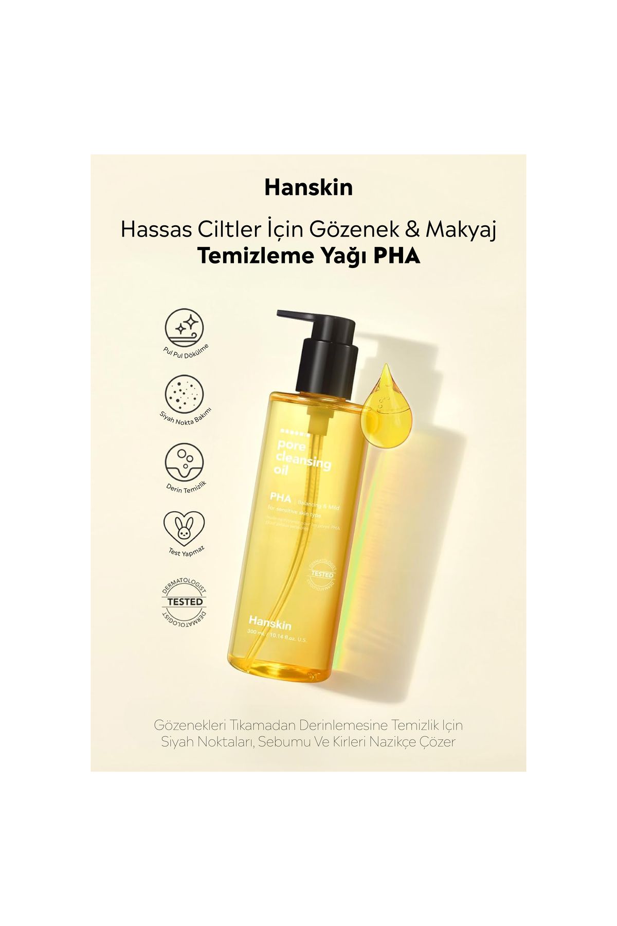 Hanskin-Pore Cleansing Oil Pha-Sensitive and Non-Tolerant Skin/Pore and Make-up Cleansing Oil[300ml] 3