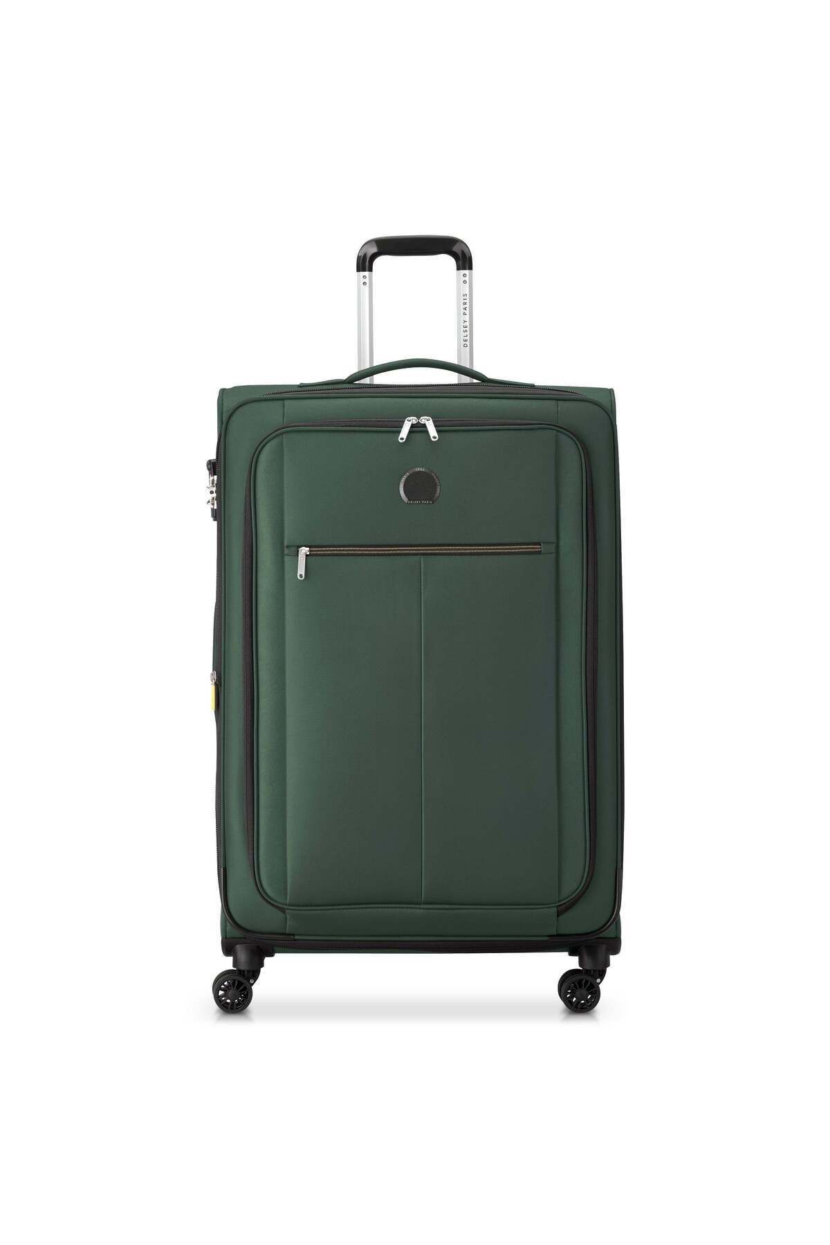 Delsey-Pin Up 6 Softcase 78cm Expandable 4 Double Wheel Check-In Luggage Trolley Green 1
