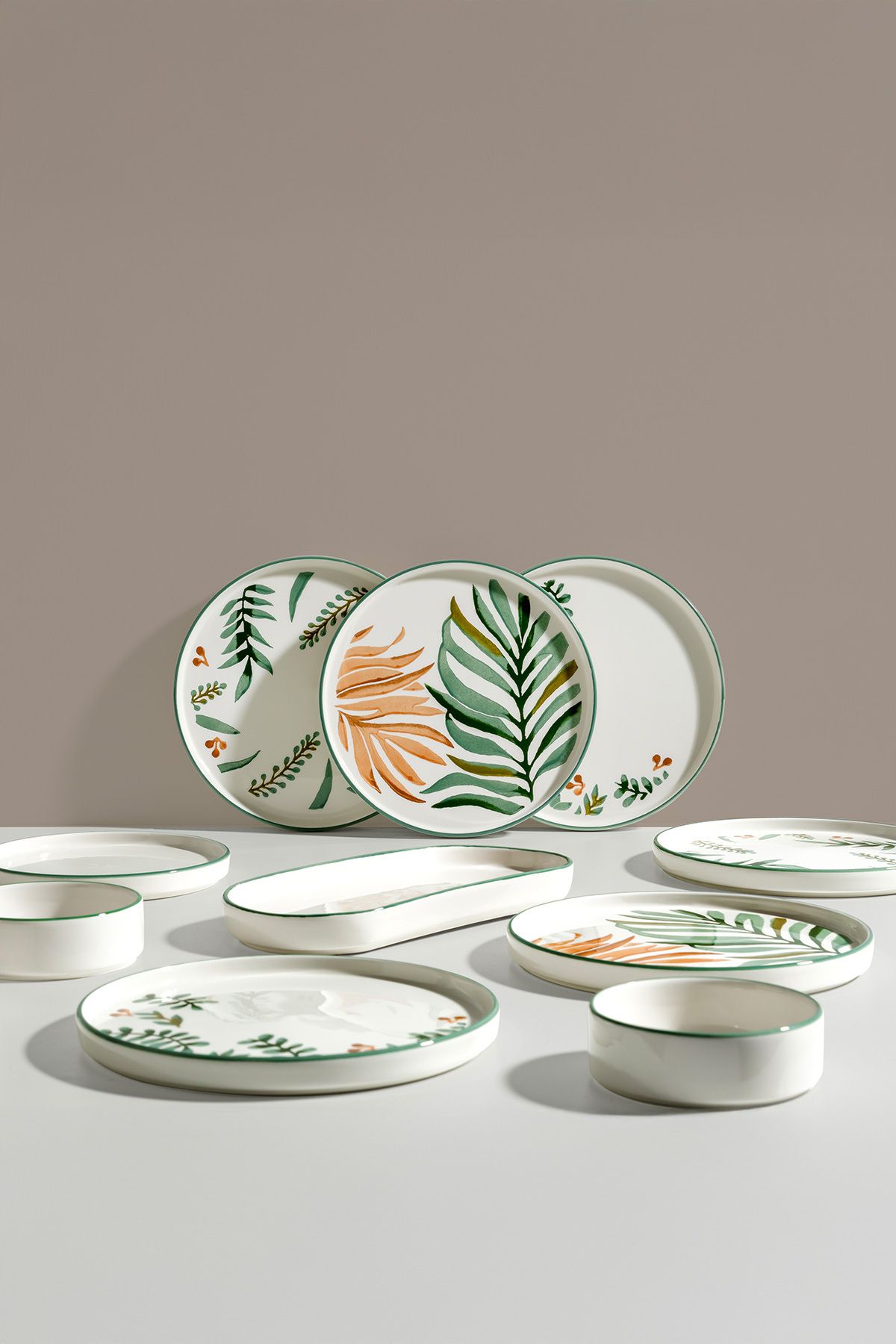Nehir-Leafy Garden 15 Piece Ceramic Breakfast Set for 6 People 4
