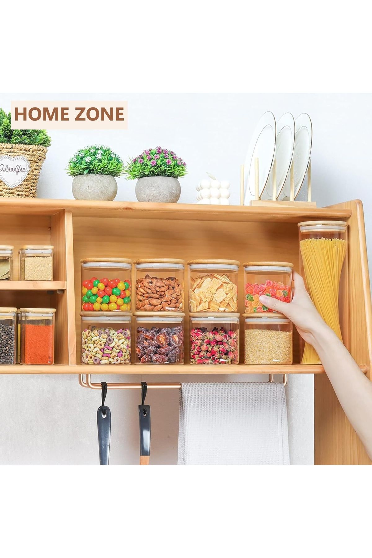 Home Zone-Set of 6, 600 ml Round Storage Jars with Lids for Spice, Coffee Jar, Tea and Sugar Container 5