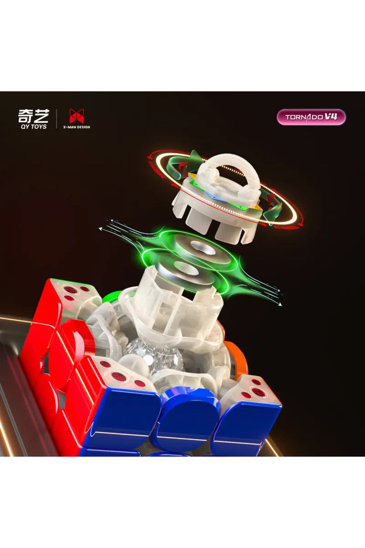 Qiyi-X-man Tornado V4 M _ (PIONEER UV) - لعبة تعليمية احترافية مكعب روبيك 3x3 3