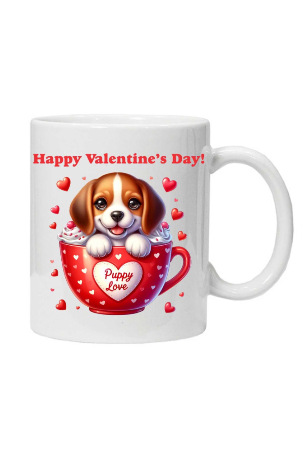 OEM Cana Albă Personalizată „cățeluș Într-o Ceașcă – La Mulți Ani De Valentine’s Day!”, Inovatix . 330 Ml - Mărime unică