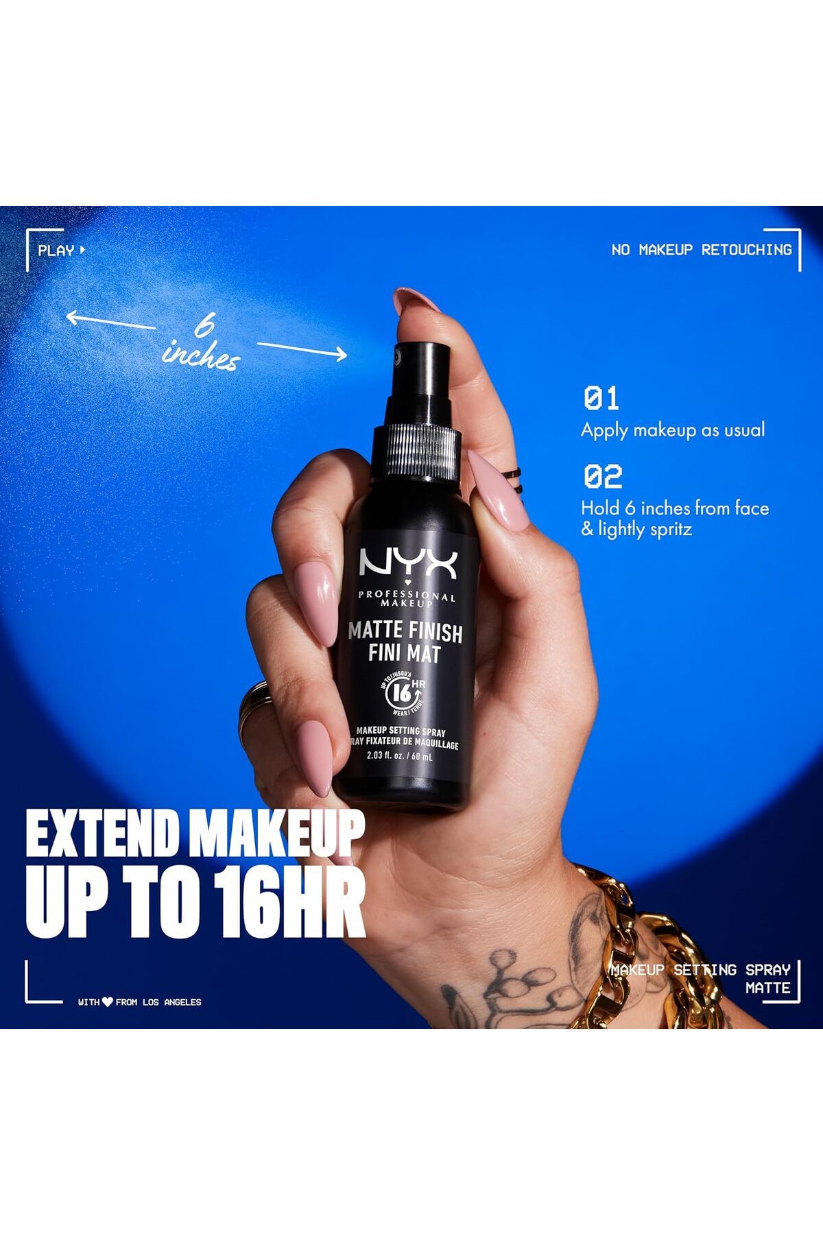 NYX Professional Makeup-NYX PROFESSIONAL MAKEUP Makeup Setting Spray - Matte Finish, Long-Lasting Face Mist for up to 16HR W 4