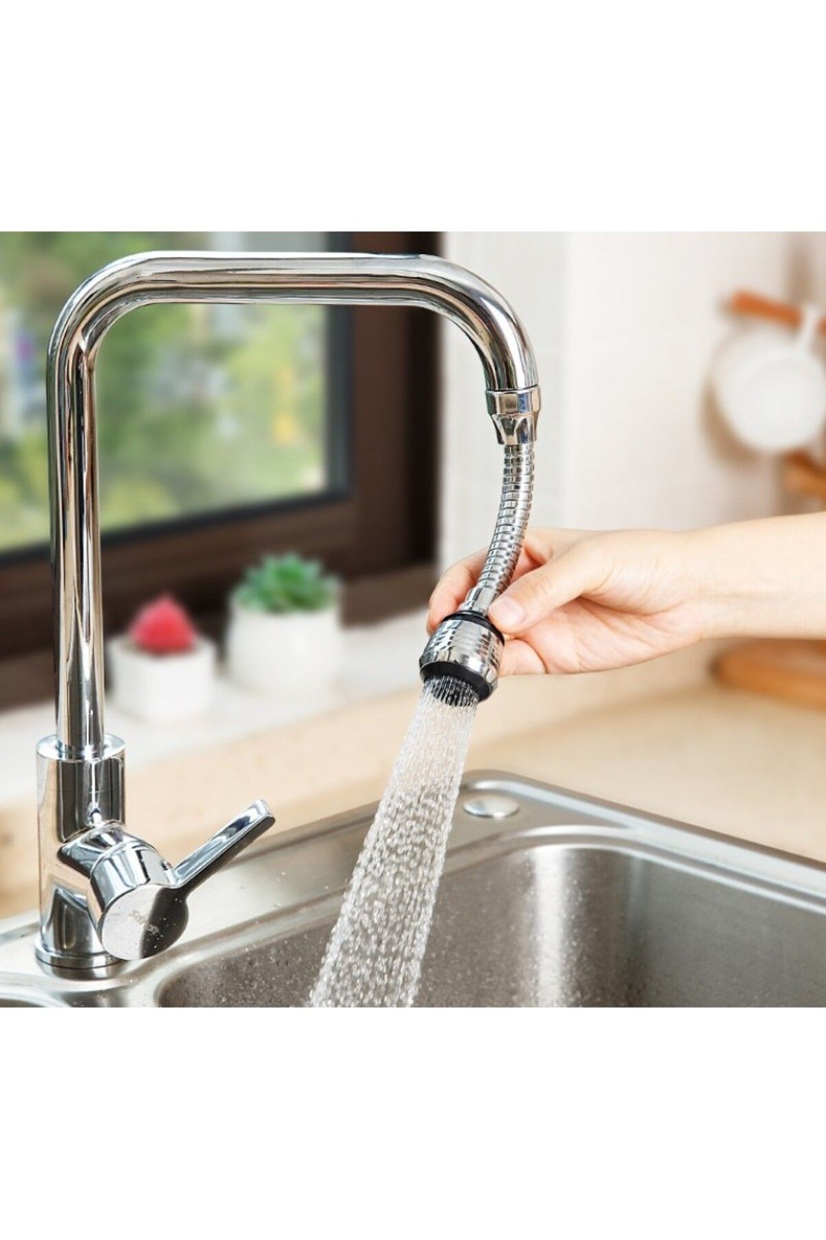Natural-Water Saving Faucet Head with 2 Modes Flexible and Hose 4