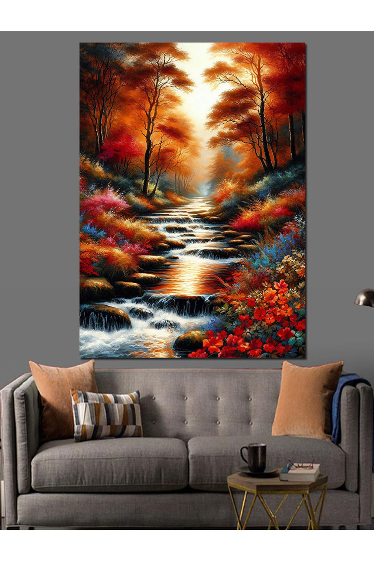 Tablomega-Autumn Creek Decorative Canvas - Mdf Wooden Table 4
