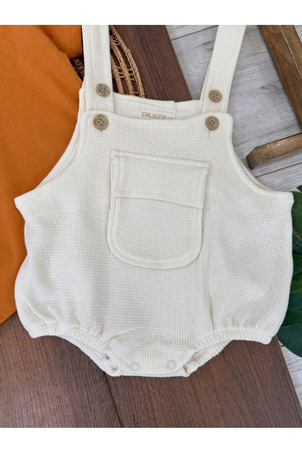 Kids Kingdom-Fenced Body Zıbir 2 Pieces Baby Daily Men's Salopet Jumpsuit with Pockets 3