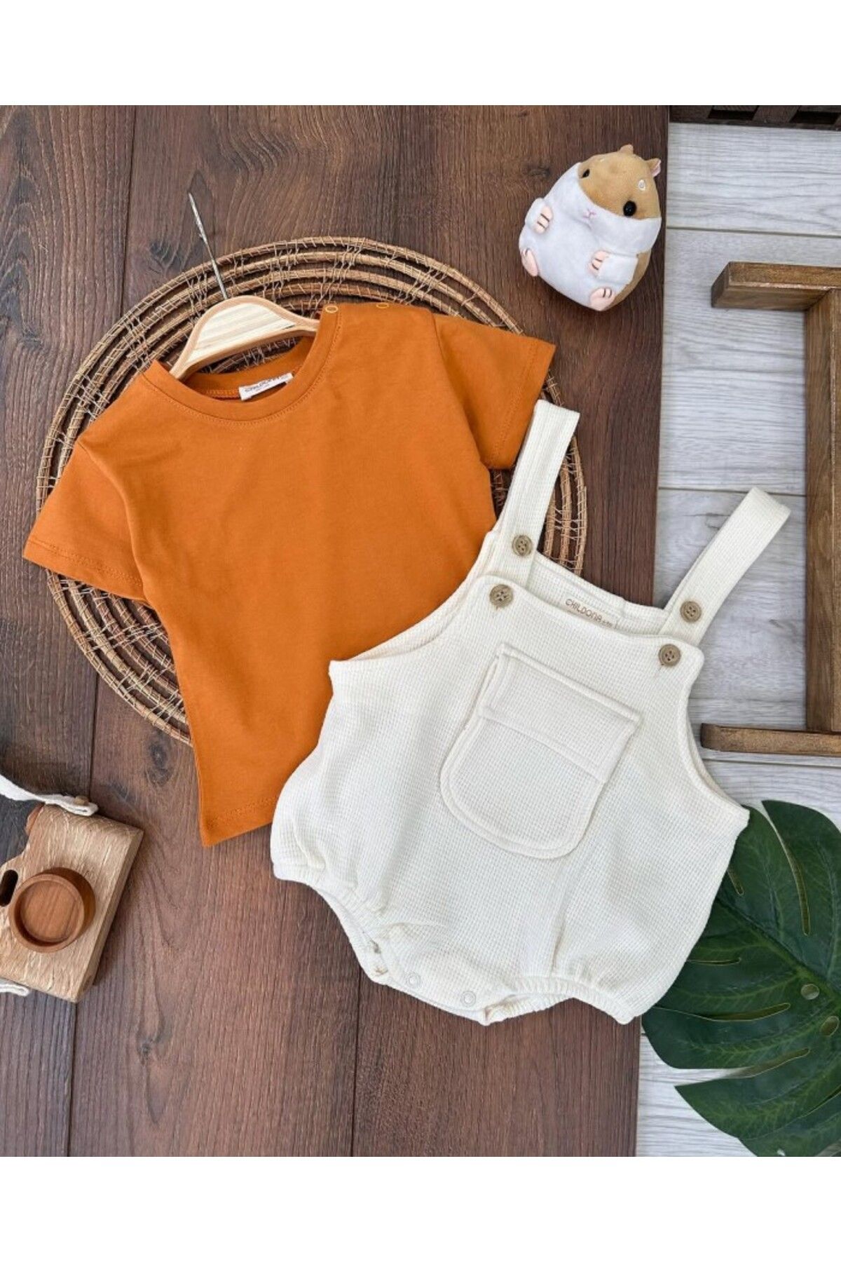 Kids Kingdom-Fenced Body Zıbir 2 Pieces Baby Daily Men's Salopet Jumpsuit with Pockets 4