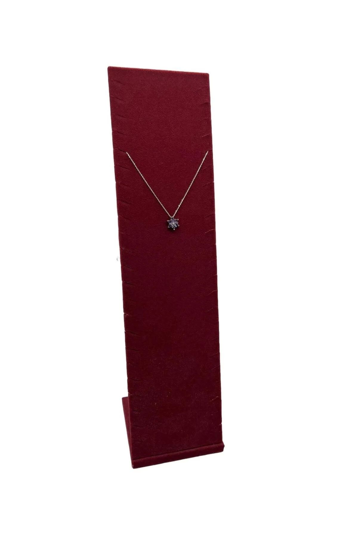 MeGass Dekor Moscow Model Süet Kumaş Bordo Renk 40/10 Cm Ayaklı Takı Sergileme Standı