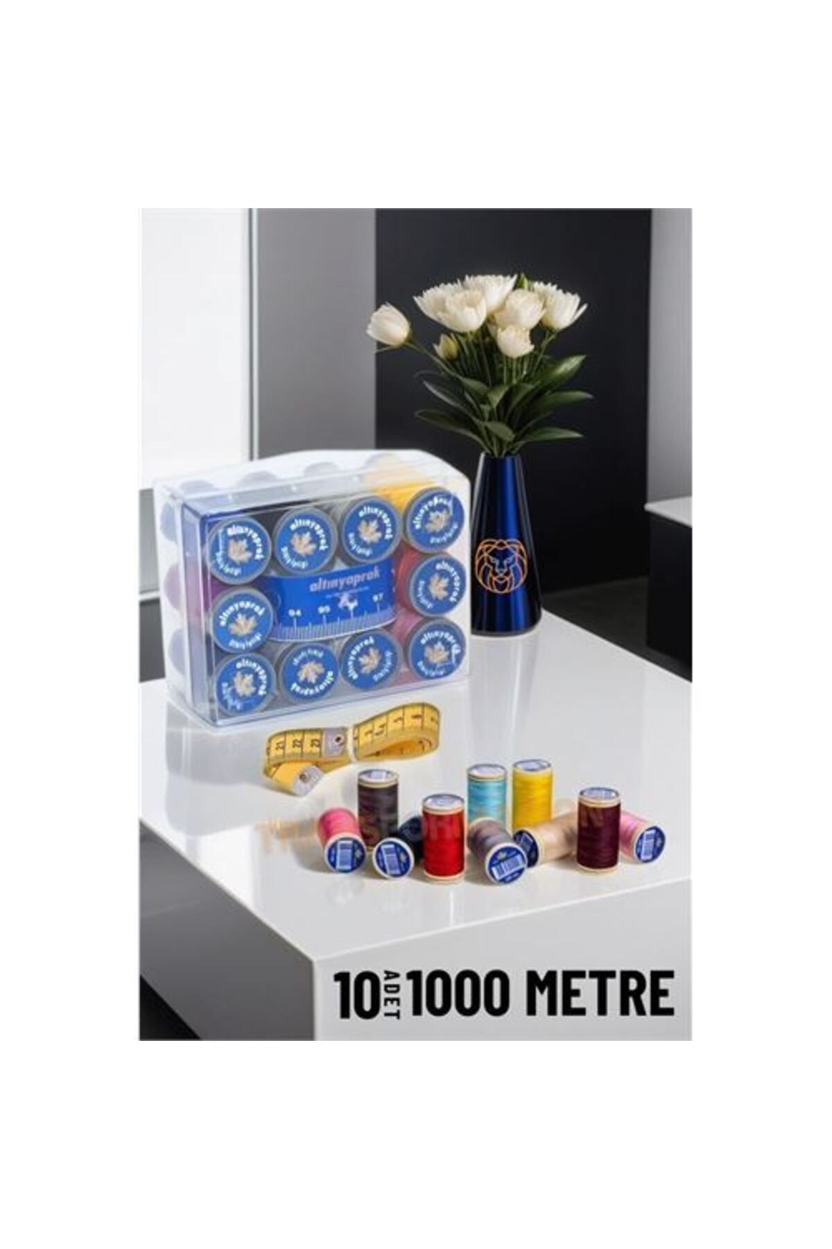 Pİ GLOBAL 10 Renk 1000 Mt Kutulu Mezuralı Dikiş İpliği Seti
