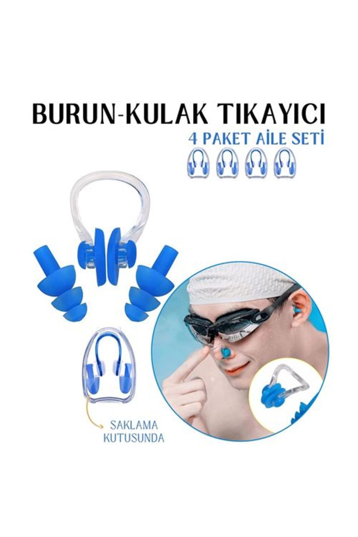 Skygo Kulak ve Burun Tıkayıcı Havuz 4 lü Aile Seti
