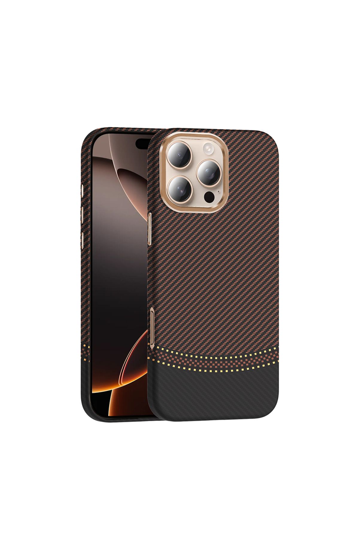 Rivor Apple iPhone 16 Pro Kılıf Kamera Çıkıntılı Magsafe Şarj Özellikli Karbon Fiber Görünümlü Kapak