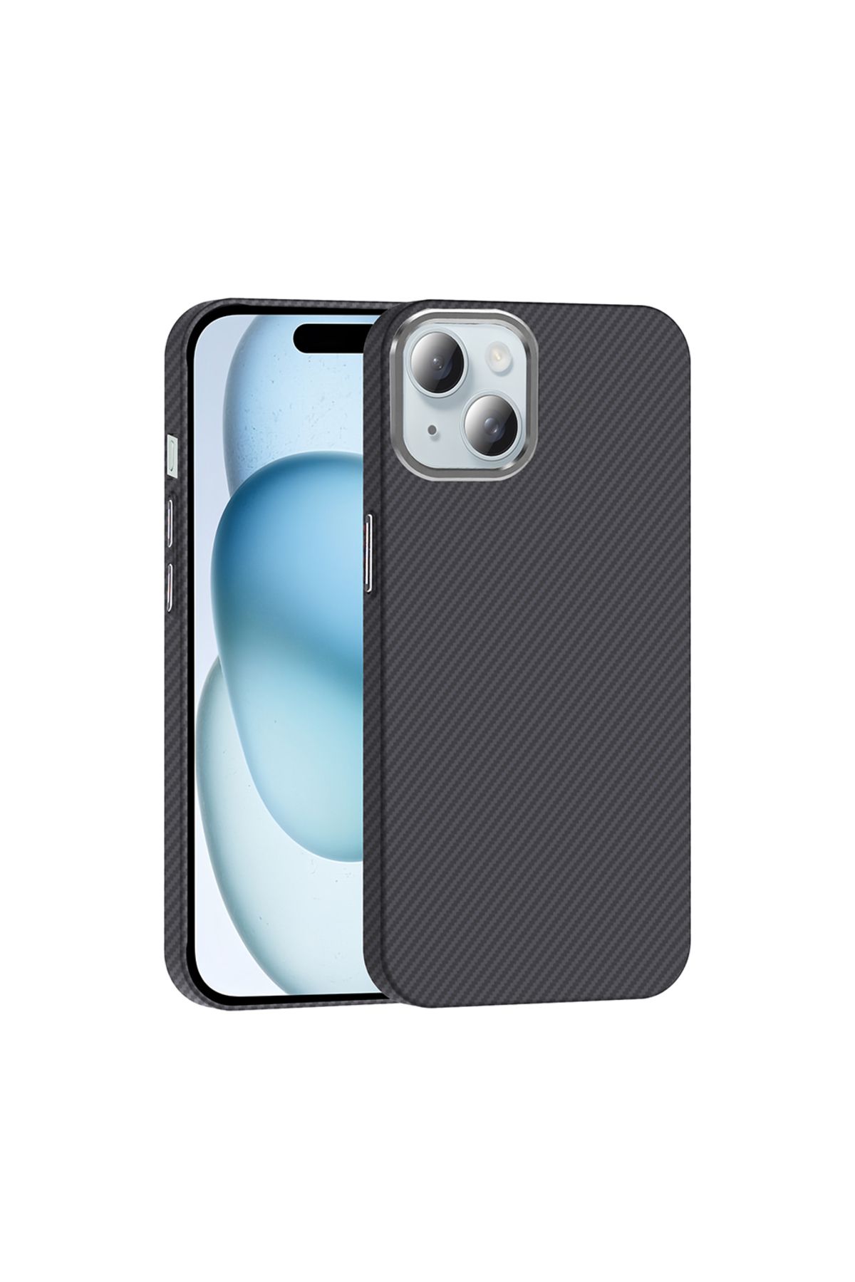 Rivor Apple iPhone 14 & iPhone 13 Kılıf Kamera Çıkıntılı Magsafe Şarj Özellikli Karbon Fiber Kapak