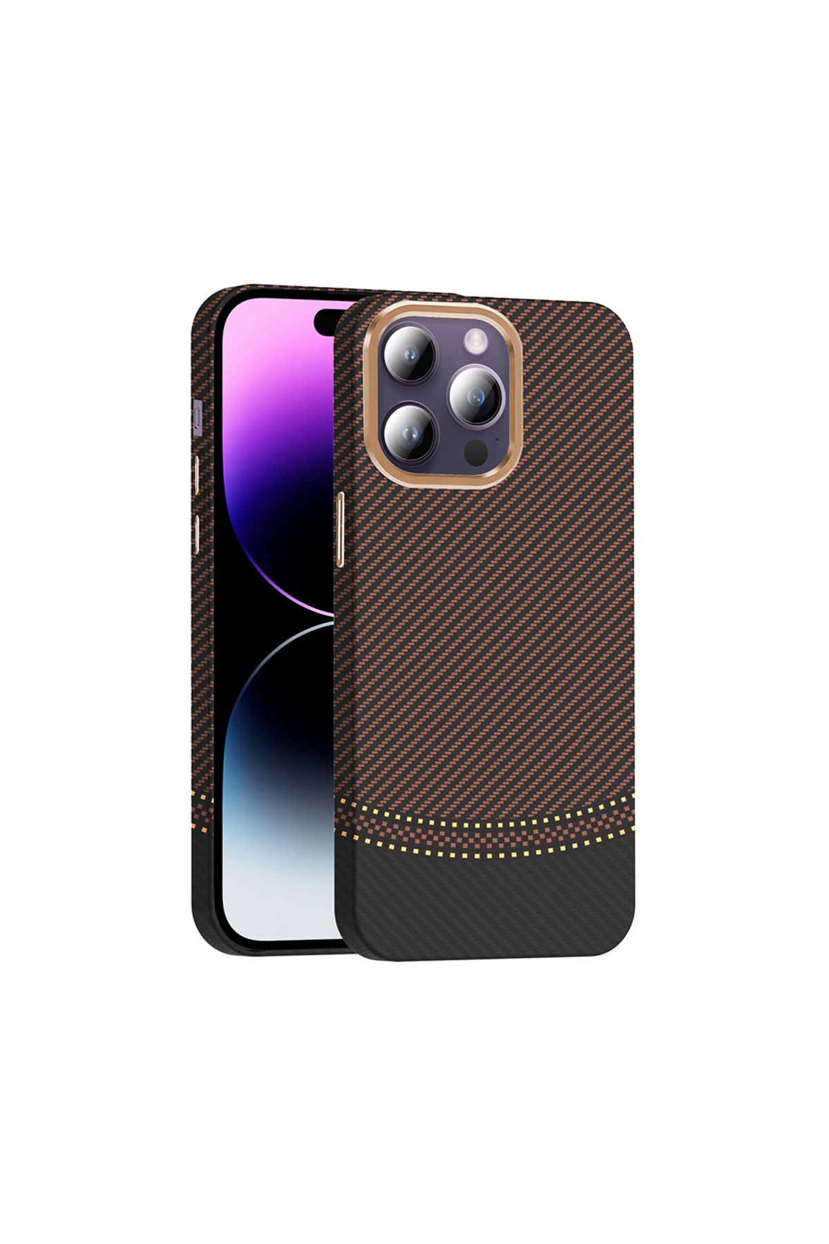 Rivor Apple iPhone 14 Pro Max Kılıf Kamera Çıkıntılı Magsafe Şarj Özellikli Karbon Fiber Görünümlü Kapak