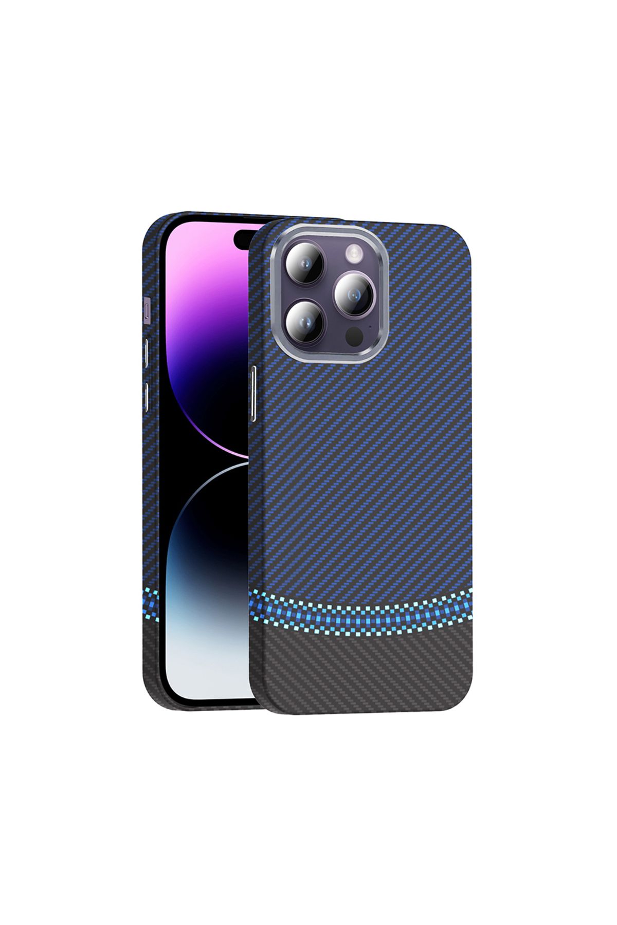 Rivor Apple iPhone 14 Pro Max Kılıf Kamera Çıkıntılı Magsafe Şarj Özellikli Karbon Fiber Görünümlü Kapak