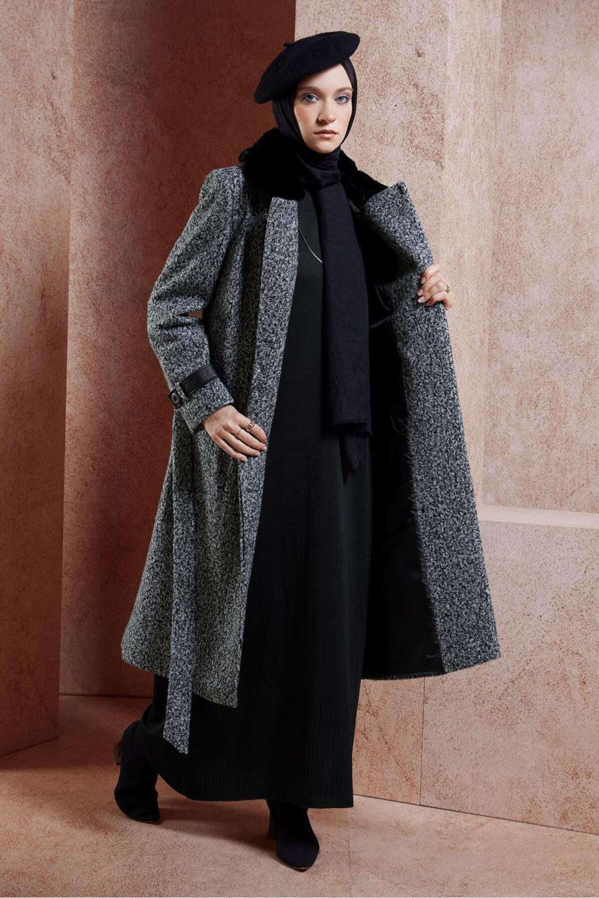 مانتو کمربندی 90536 Alvina