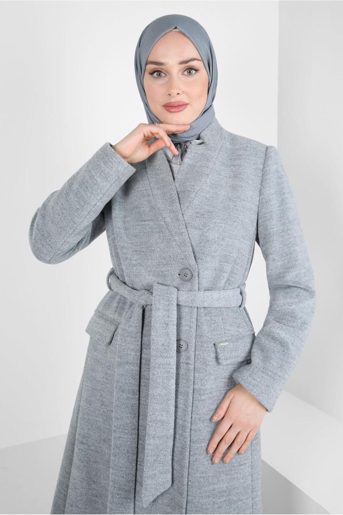 مانتو کمربندی 90454 Alvina