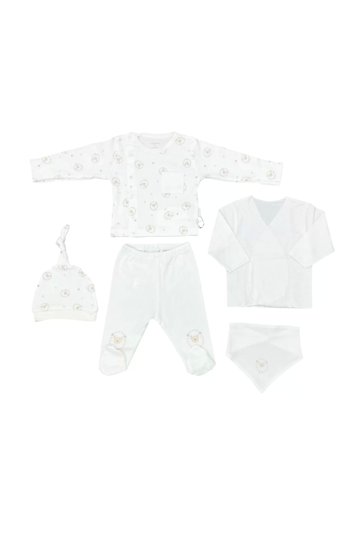 Miravm Andywawa Ac25560 Newborn Set Tinny Ships 5'li Hastane Çıkışı Ekru