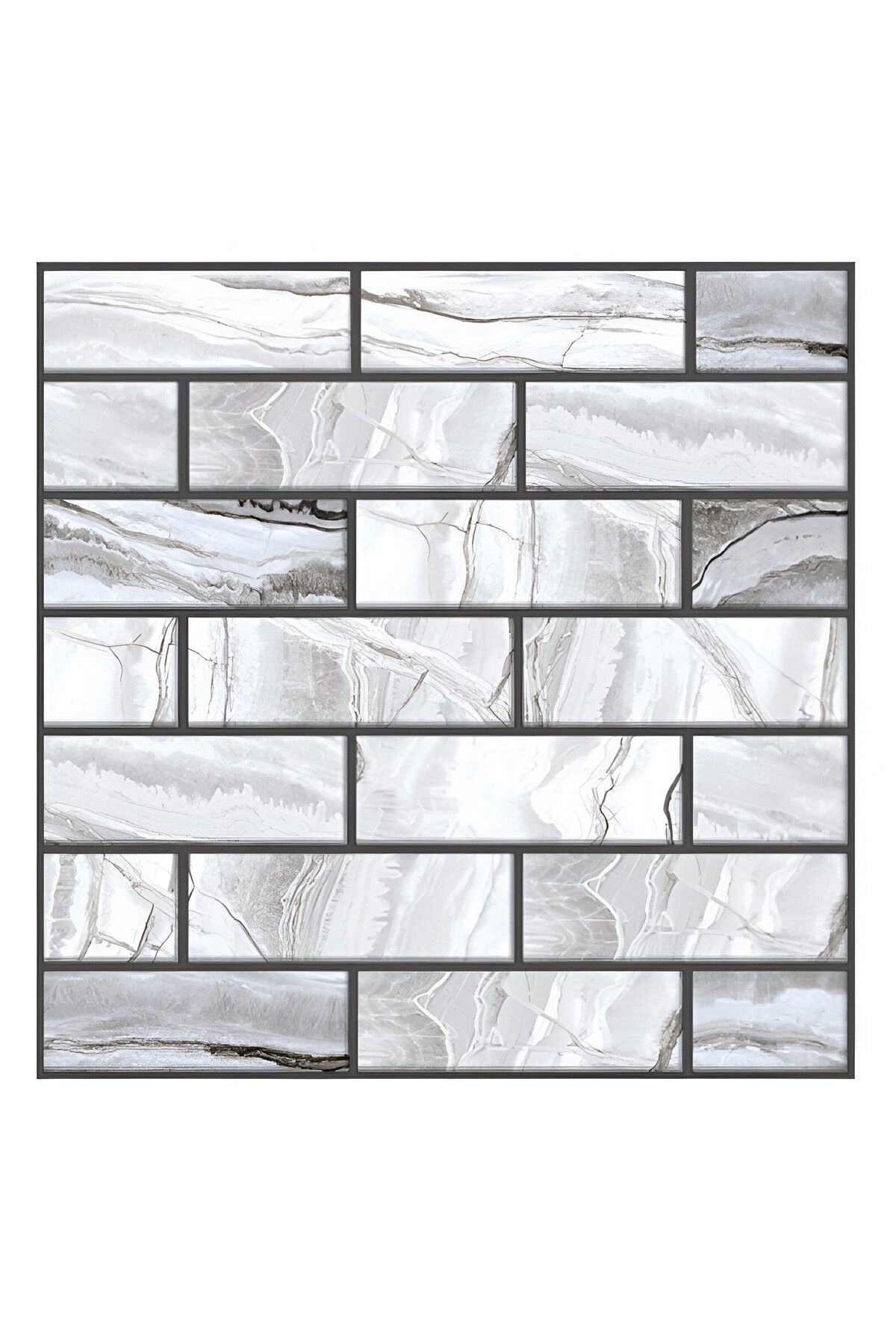 Flippy 10 Placi Tapet Flippy Autocolant 3d Imitatie Marmura Dreptunghiulara Perete 30x30 Cm Gri - 30 x 30