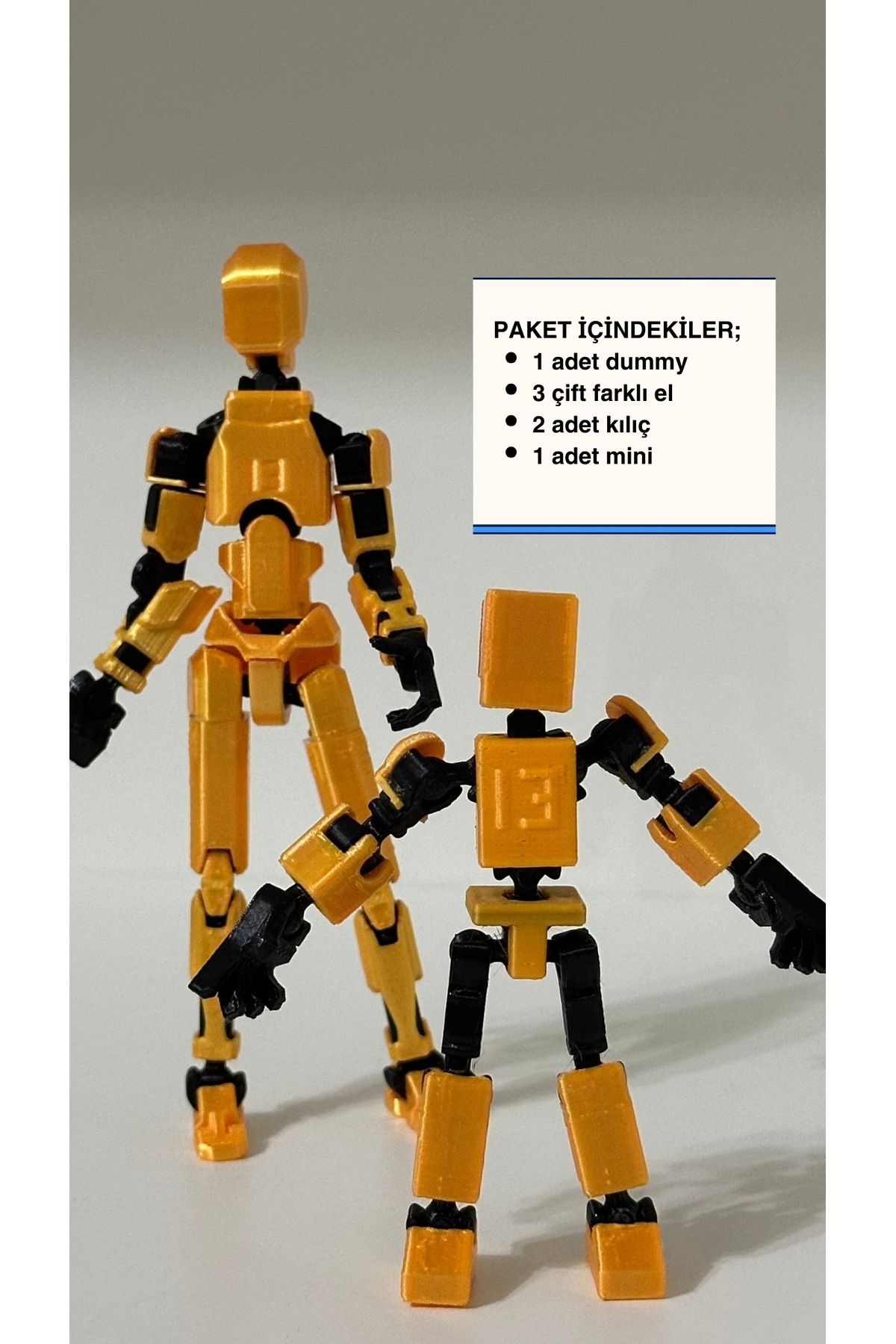 Loopify Lucky 13 Oynar Eklemli Robot Figür Oyuncak - Özel Seri Altın Set (Gold Dummy & Mini 13)