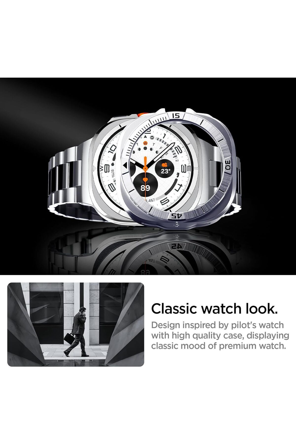 Spigen-Bezel Tune Pro For Samsung Galaxy Watch Ultra 47mm Bezel Ring Protector cover with - Silver 5