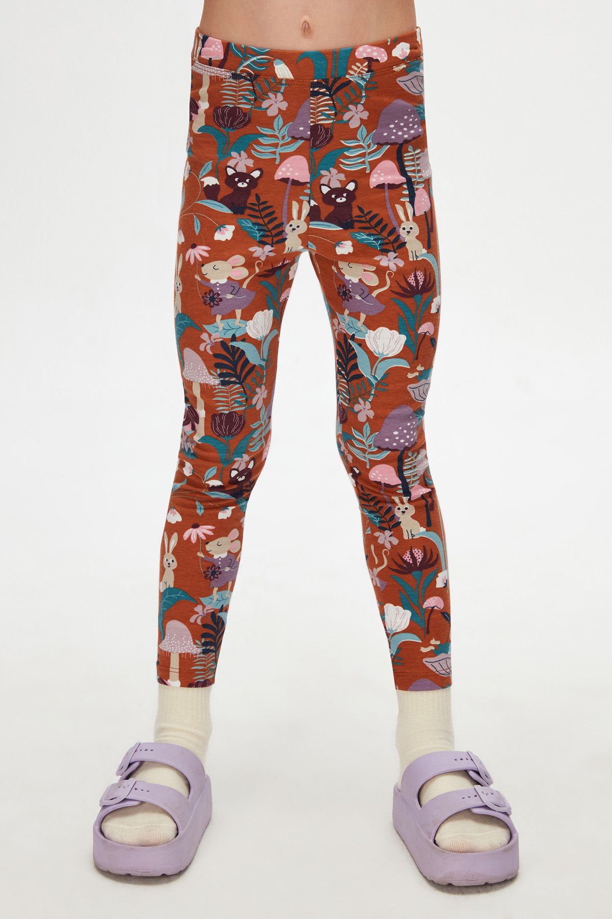 LOVETTI-Brown Girl's Forest Animals Pattern Tights 2