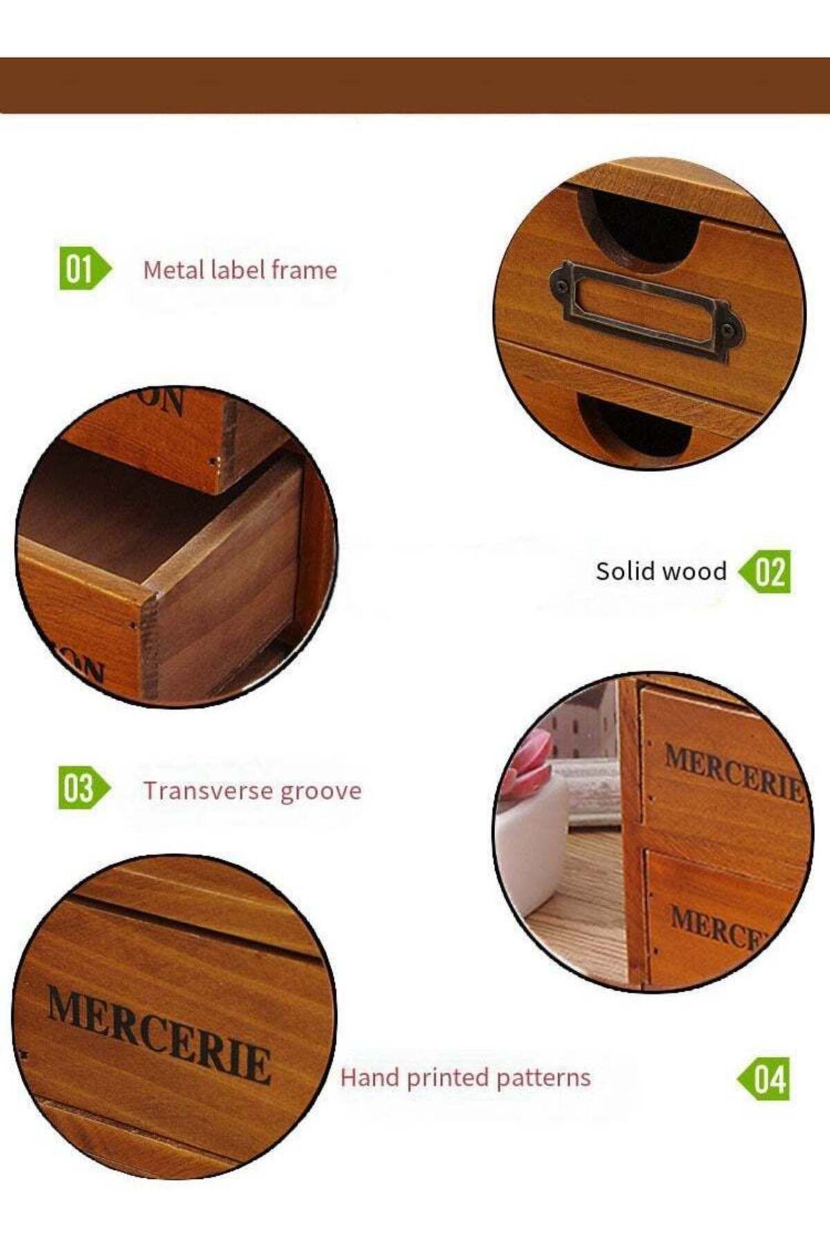 COOYA-Three-layer wooden desktop storage box,multi-compartment,with drawers,for desktop organization 5
